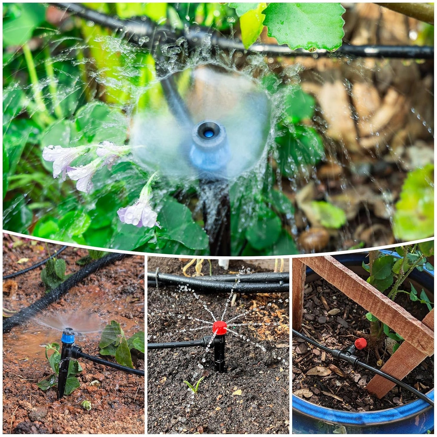 32 Pack New Easy-Connect Drip Emitters Sprays for 1/4" Drip Irrigation Tubing (16 Pcs Quick-Connect Emitters Vortex+16 Pcs Quick-Connect Emitters Stream)