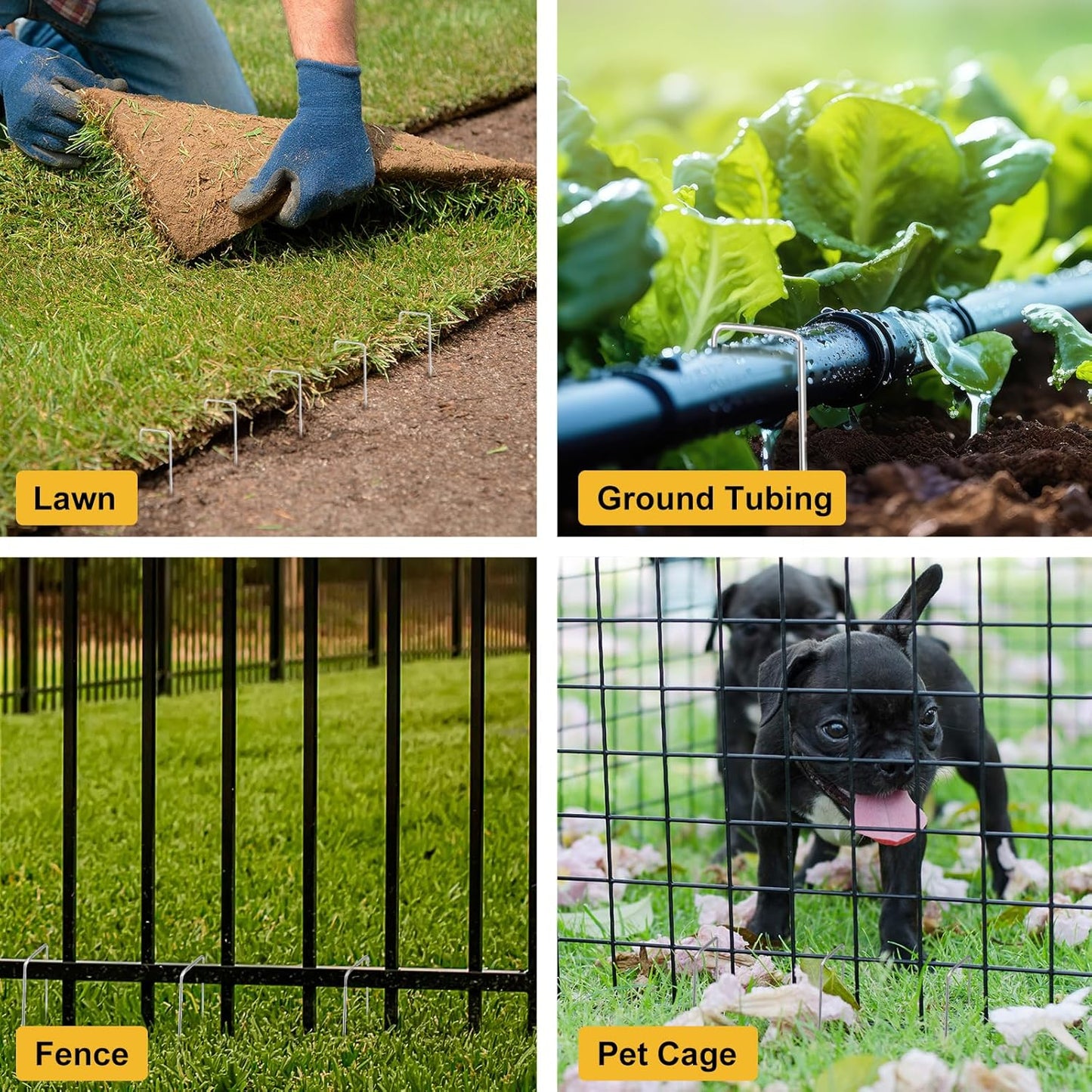 HongWay 60 Pack 12 Inch Landscape Staples, Tent Stakes Heavy Duty Galvanized 11 Gauge Garden Pins Ground Staples for Lawn Yard Fence Landscaping Fabric Outdoor Decorations