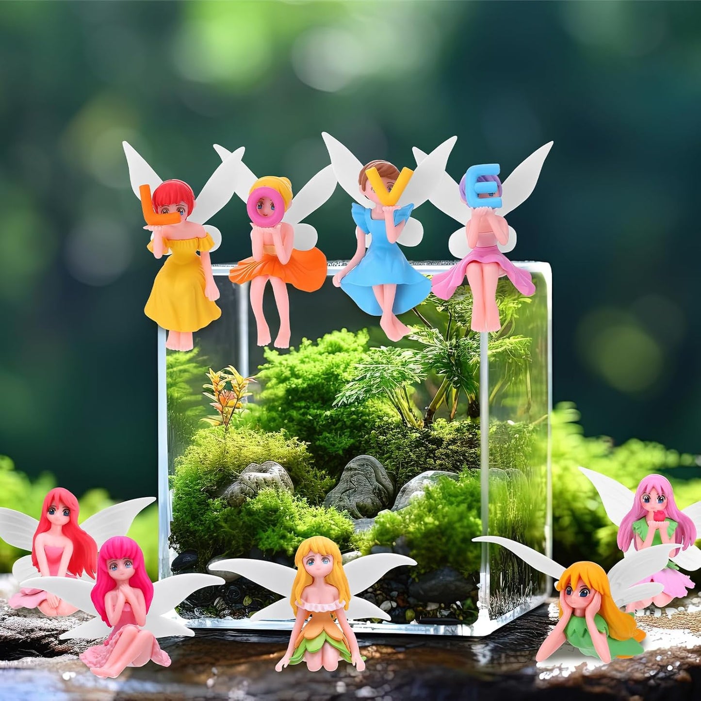 12 Pcs Miniature Fairy Figurines, Hand-Painted Small Flower Fairies with Wings for Garden Decor, Cake Topper & Landscapes