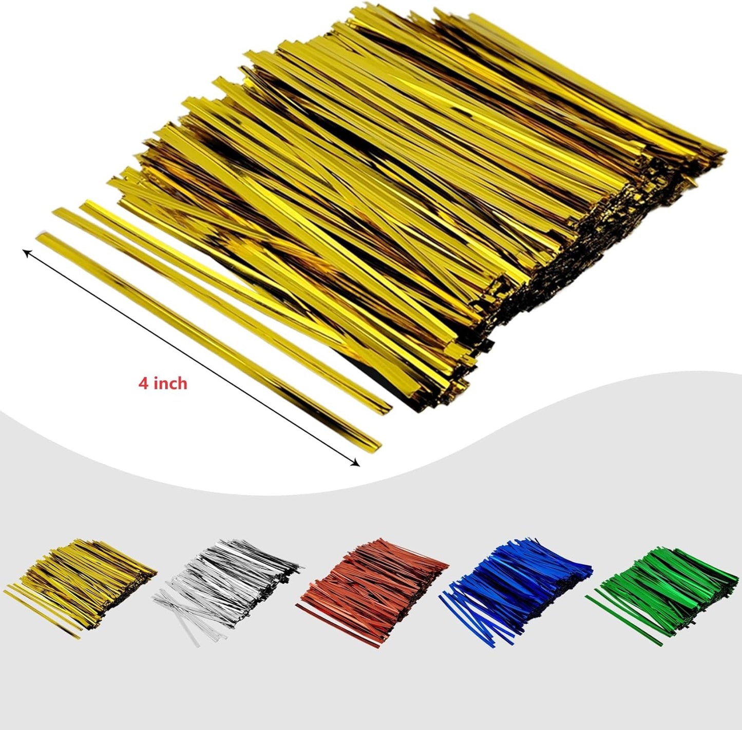 400 Pcs Metal Twist Ties 4 Inches Twist Straps for Bread Bags Candy Bags Snack Bags Halloween Party Cake Favor (Silver)