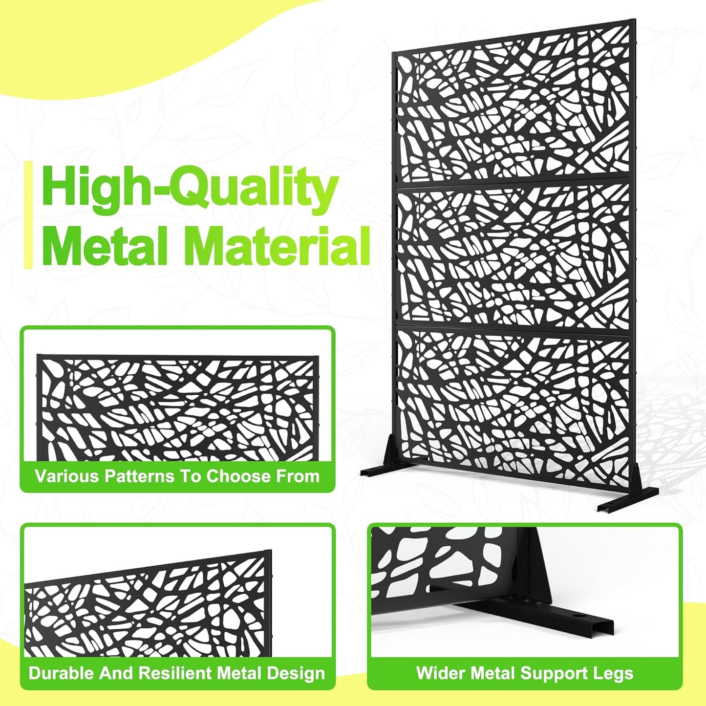Outdoor Privacy Screen,72" H×47" W Metal Privacy Screen, Freestanding Privacy Fence Panels for Patio