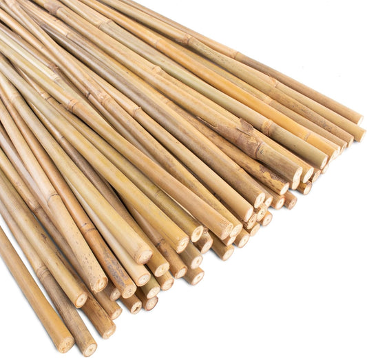 0.32”-0.4"/ 4 Feet Garden Stakes, Natural Bamboo Sticks Plant Stakes for Indoor and Outdoor Plants，Poles for Tomatoes, Beans, Potted Plants(50Pcs)