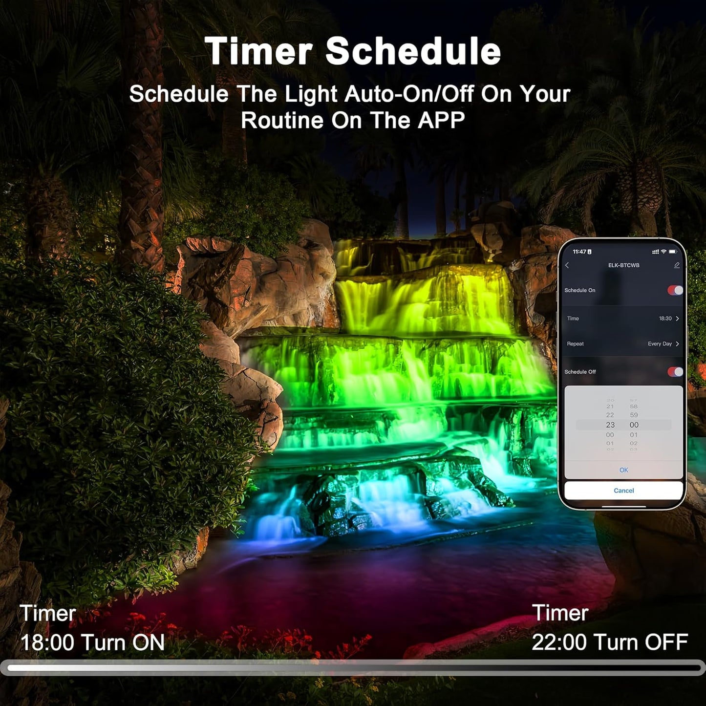 Pond Light LED Underwater with 12V Transformer, 6W Turtle Pond Lights with APP, IP68 Waterproof Fountain Lights with Long Cables for Ponds Fountain Waterfall Yard Water Feature, 2 SpotLights