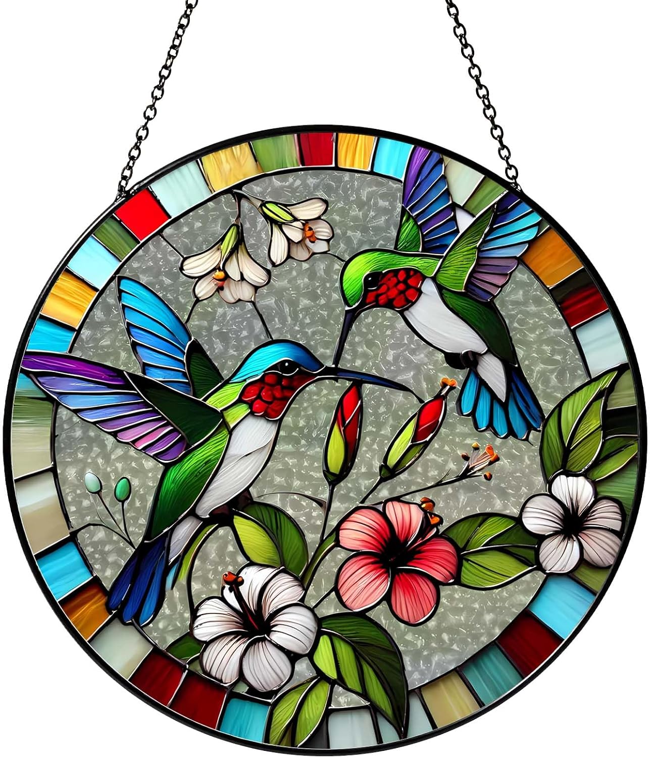 Hummingbird Sun Catcher Stained Glass Window Hanging Hummingbird Decor Gifts Bird Suncatcher for Window Decor Handmade Sun Catcher Decoration for Garden Home Housewarming Gifts