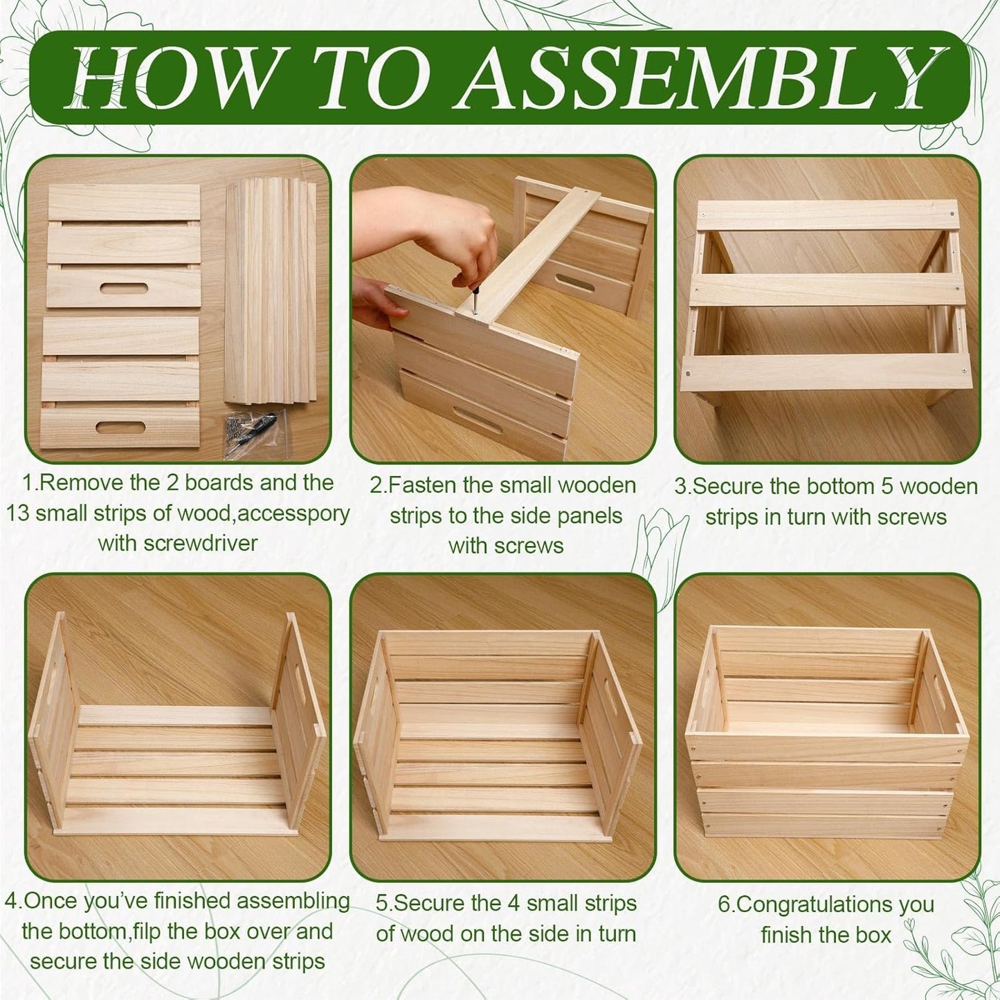 Weysat 3 Pack Large Wood Crates Box for Storage Unassembled 16 x 12 x 9.5'' Wooden Milk Crates with Handles Decorative Nesting Box for Display Unfinished Rustic Decor DIY Office Home Retail Art Craft