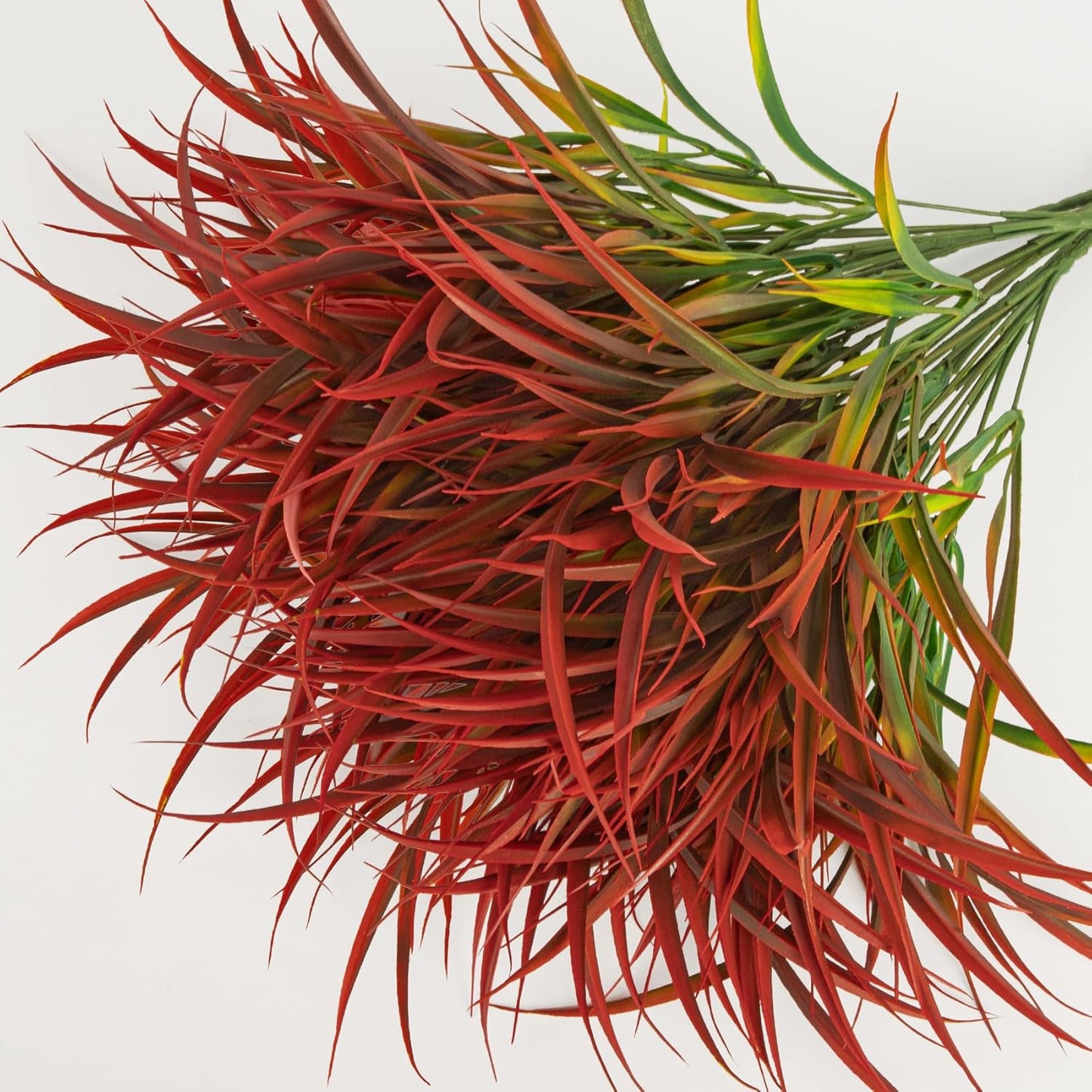 Ouddy Decor 16 Bundles Artificial Plants Outdoor Fake Grass Greenery Stems UV Resistant Faux Plastic Plants Shrubs for Autumn Home Garden Pathway Farmhouse Front Porch Harvest Thanksgiving Decor, Red