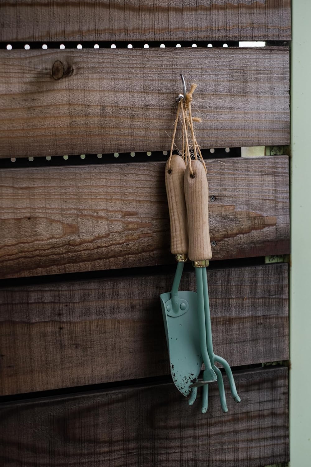 Barebones Cultivator - Weed Remover Tool - Garden Rake and Weeding Tool for Yard Work - Stainless Steel Cultivator for Raking Soil (Ash/Mint)