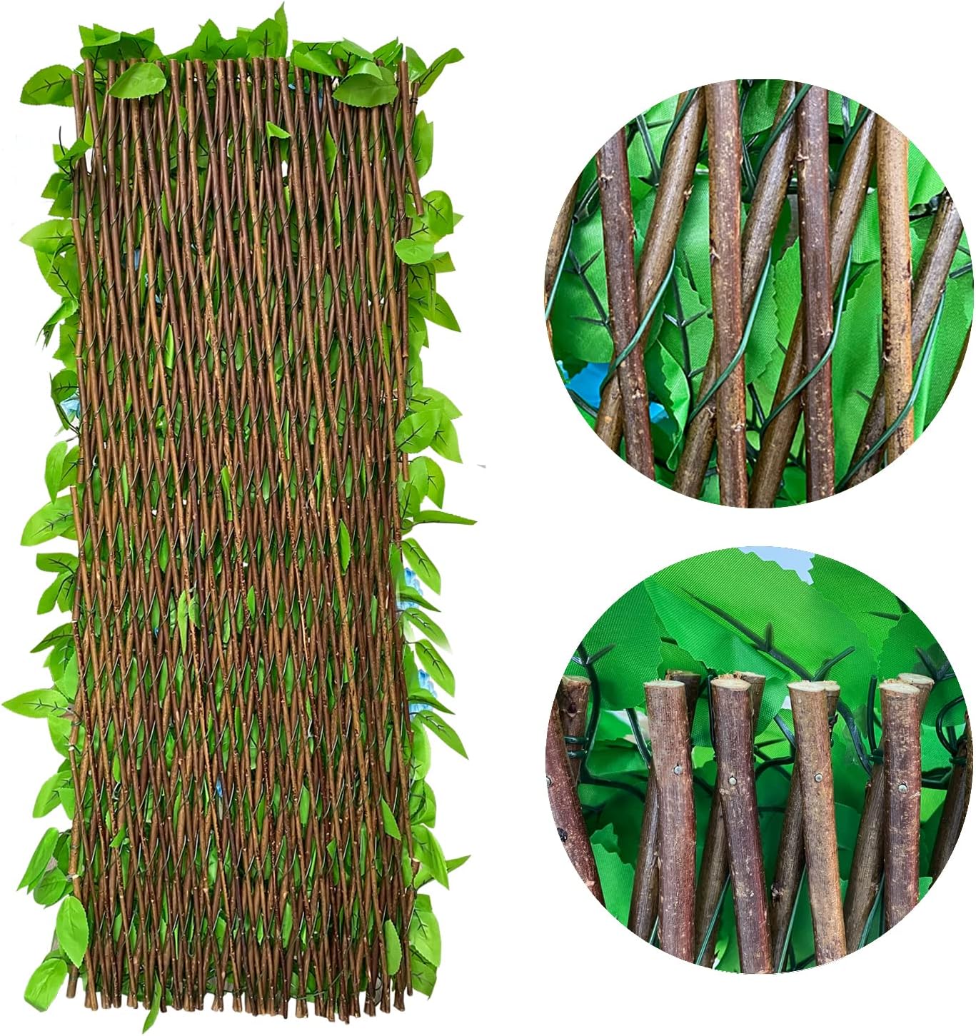 Expandable Fence Privacy Screen for Balcony Patio Outdoor,Decorative Faux Ivy Fencing Panel,Artificial Hedges (Single Sided Leaves) (4, Yellow Flowers)