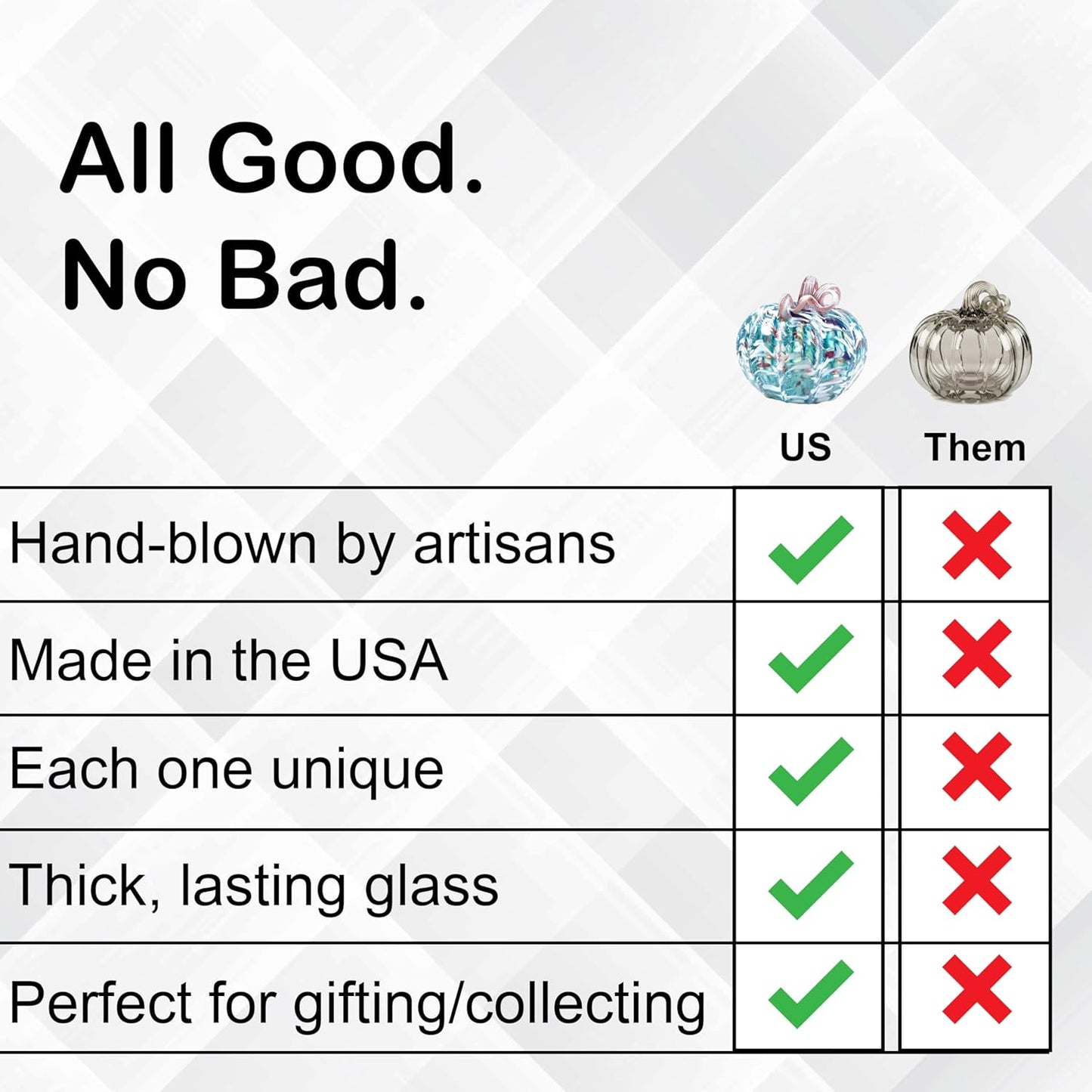 Luke Adams Glass Handmade Glass Pumpkins Handmade Table Top Home Decor (Squat, Birch)