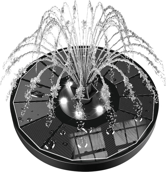 SZMP Solar Water Fountain Upgraded 100% Glass Panel, 3.5W Solar Powered Fountains Built-in 2000 Battery with 7 Nozzle & 4 Fixer, Solar Fountain Pump for Bird Baths, Pond, Outdoor (White)