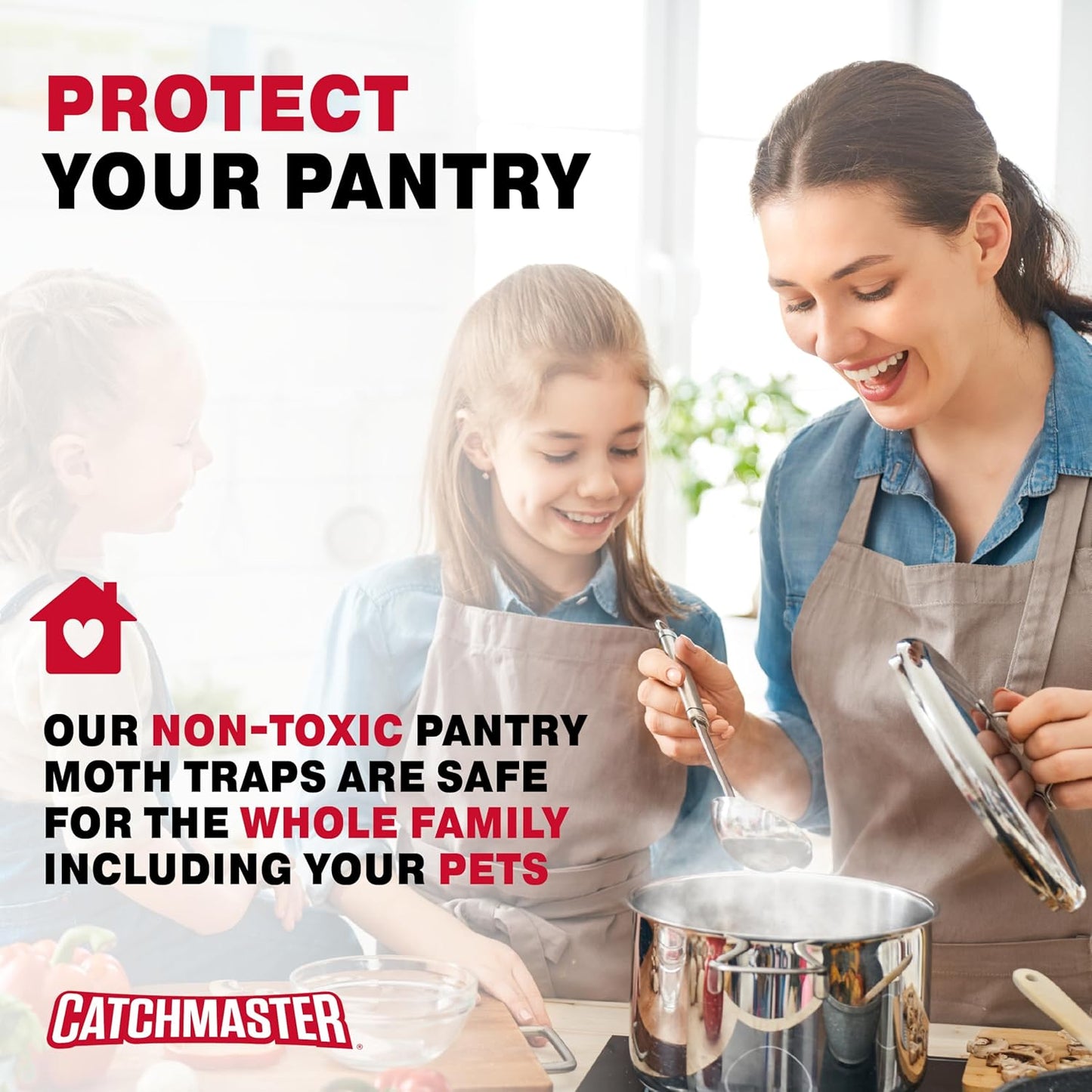 Catchmaster Pantry Pest & Moth Traps 2-Pk, Bug Killer for Kitchen Storage & Pantry Cabinet, Sticky Moth Traps for House, Protect Pet Food, Kitchen Cabinets Storage, Pet Safe Glue Trap