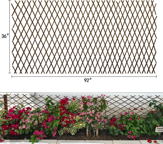 Expandable Garden Trellis Plant Support Willow Lattice Fence Panel for Climbing Plants Vine Ivy Rose Cucumbers Clematis 36X92 Inch