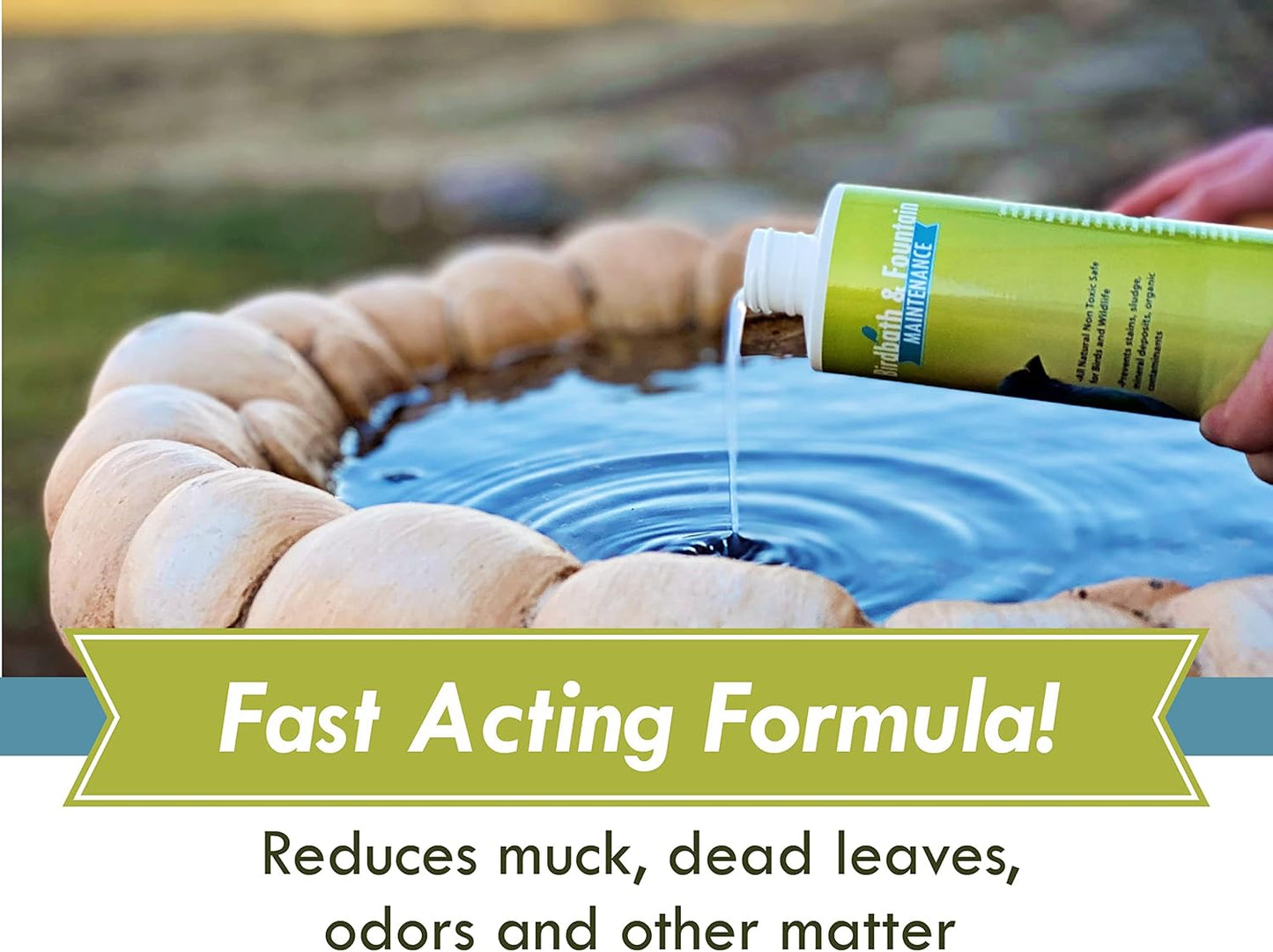 Bird Bath & Fountain Maintenance - (8 Ounces) - Fast-Acting Enzyme-Based Formula Will Extend The Life of Your Water Feature, Aid in Maintaining a Balanced Ecosystem - Safe for All Birds & Animals