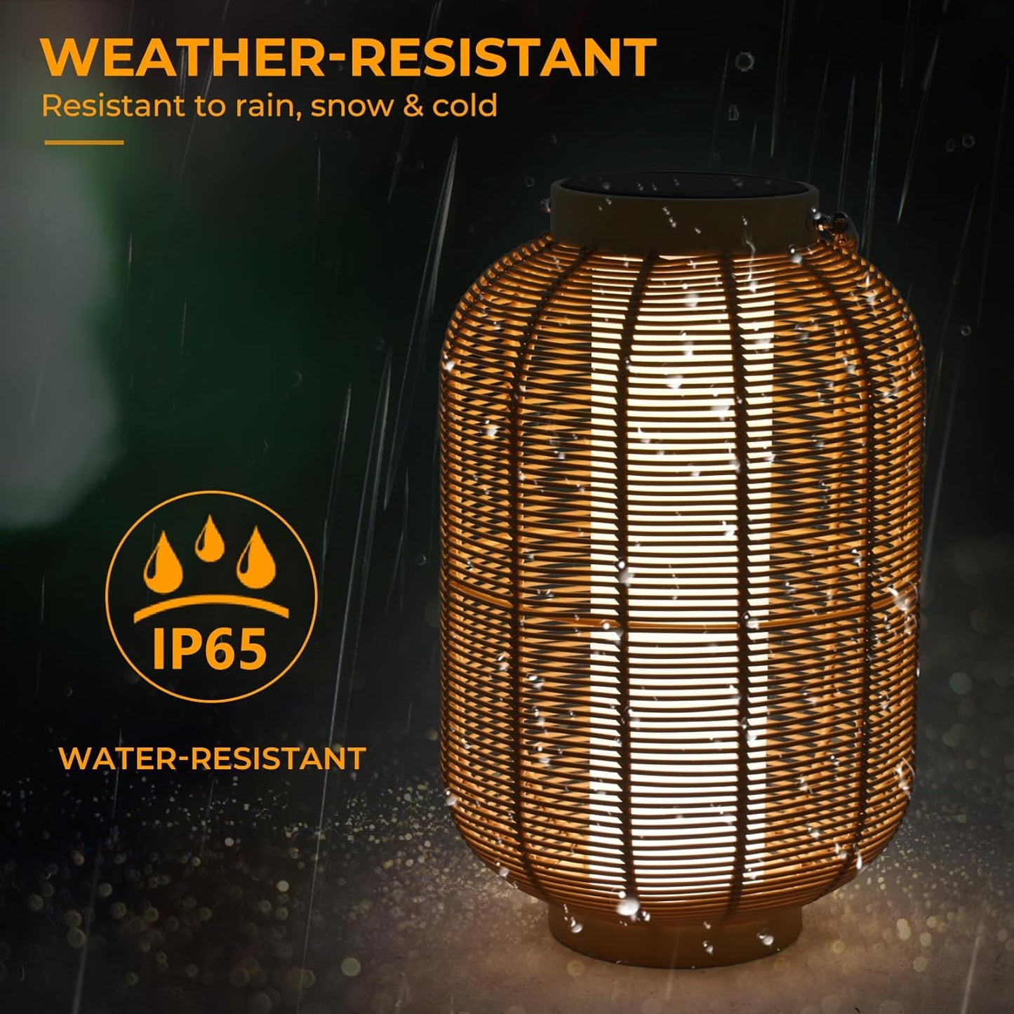 Solar Yard 1-Pack Outdoor Solar Lantern Lamp, Water-Resistant Boho Lights for Outside Hanging Lantern Table Lights Decoration for Garden, Patio, Porch, Trees, Pathway, Natural