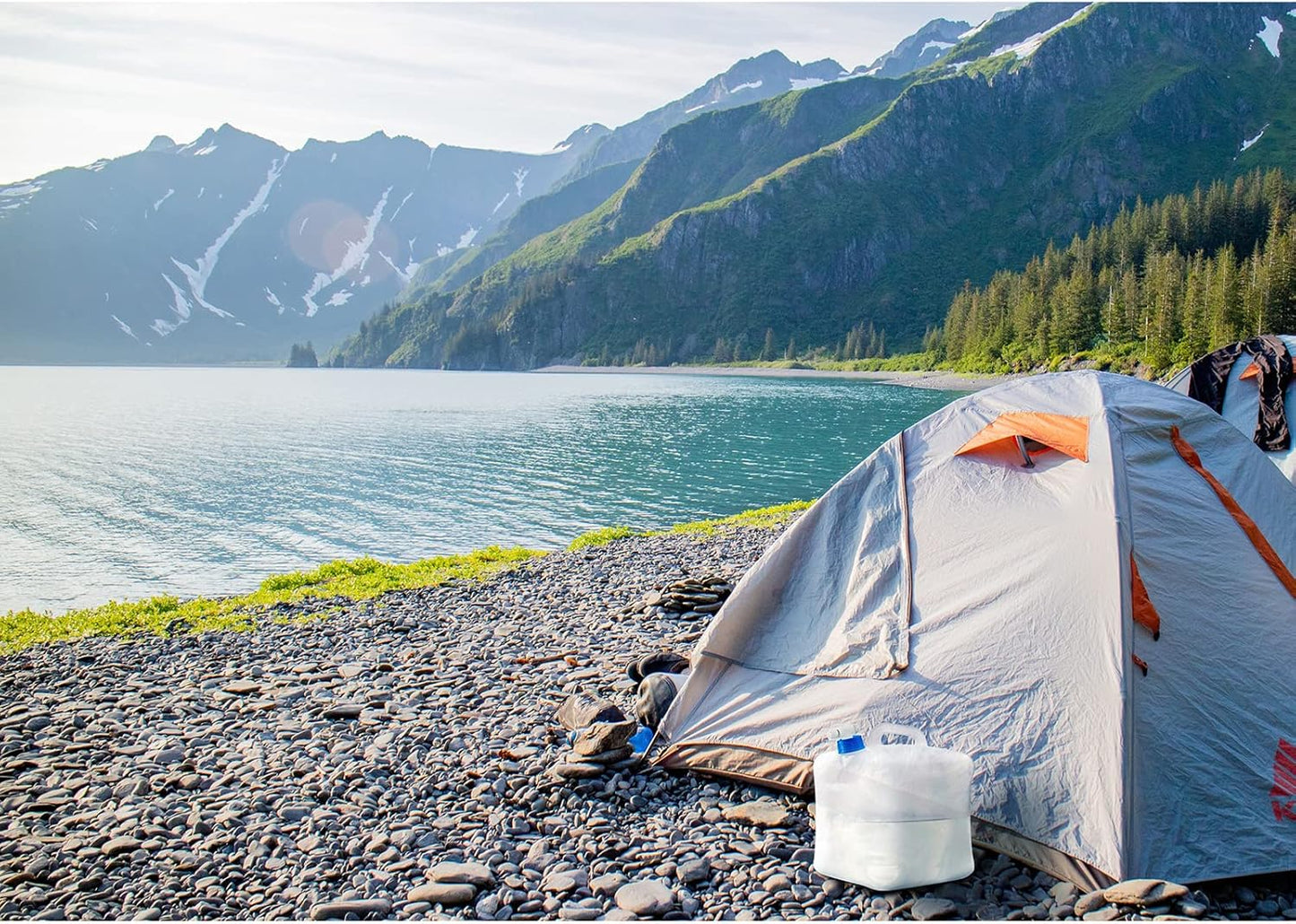 Collapsible Water Container with Spigot, 2×5.3 Gallon BPA Free Camping Water Storage Jug Carrier for Outdoors Hiking Backpack RV&Emergency, Survival Water Canteen-Portable Foldable Transparent