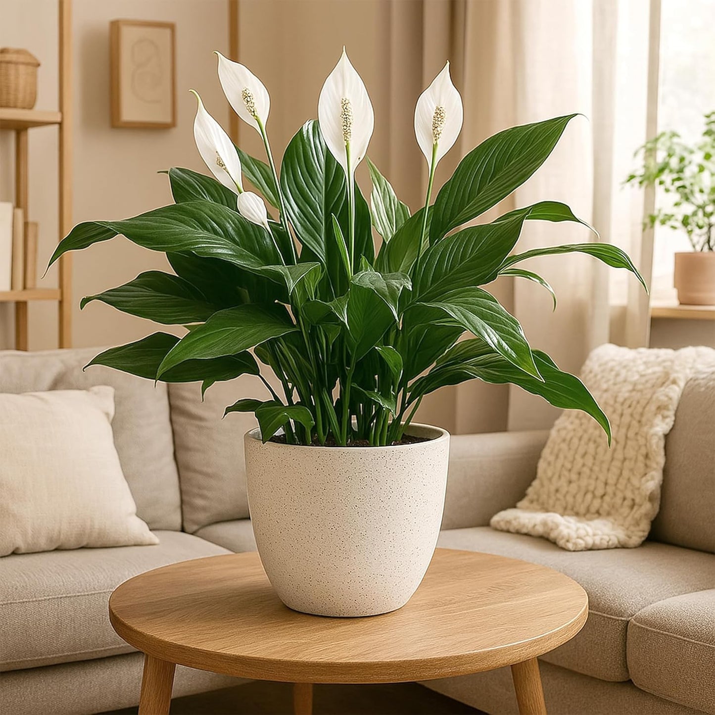 Giraffe Creation 12/10/9 Set of 3 Speckled White Plant Pots, Modern Indoor & Outdoor Planters with Drainage Holes and Saucers