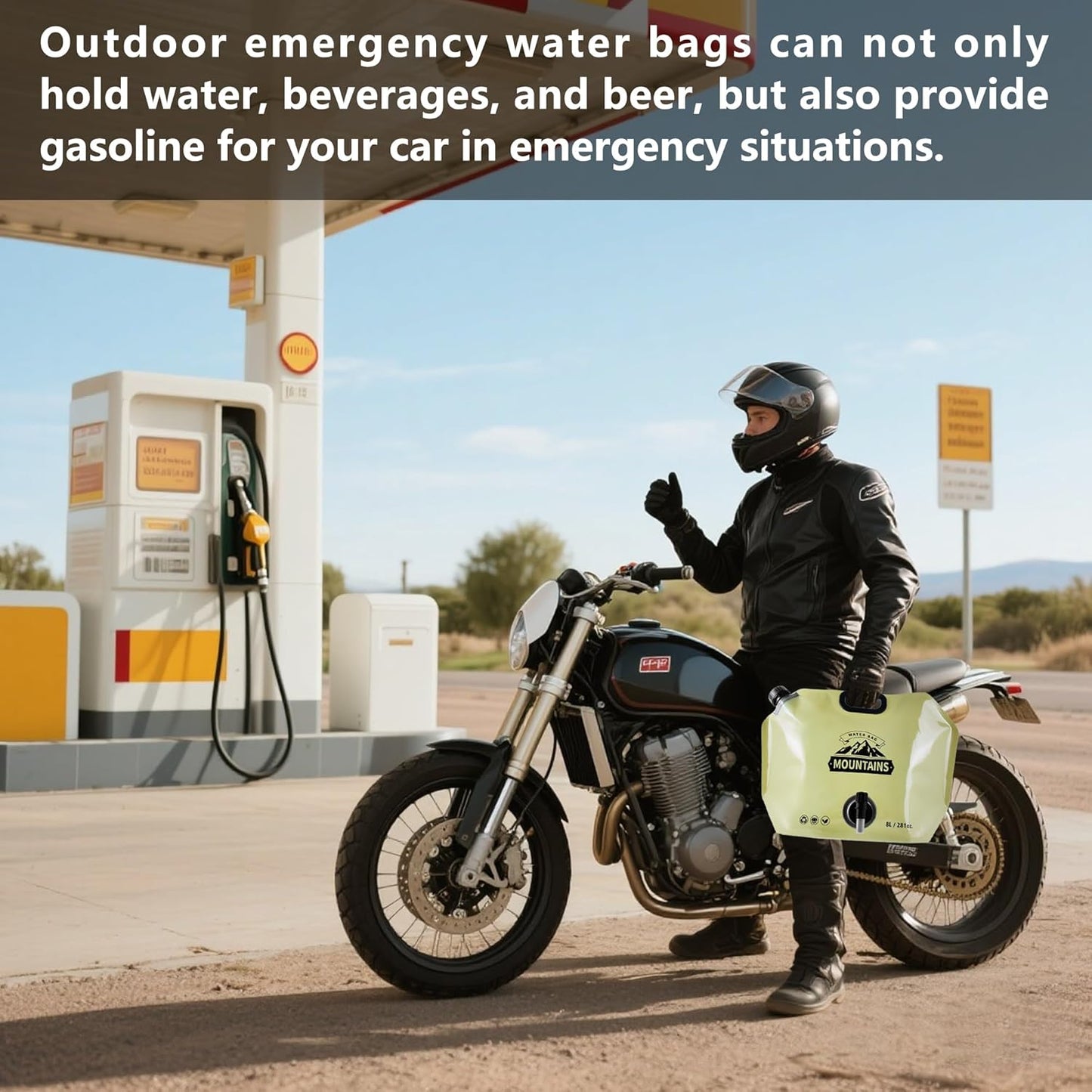 Collapsible 8L Water Storage Bag, BPA-Free Portable Folding Water Jug with Adjustable Faucet, Leakproof Emergency Water Bag for Camping, Hiking, Riding, Outdoor Sport (BEIGE, 1)