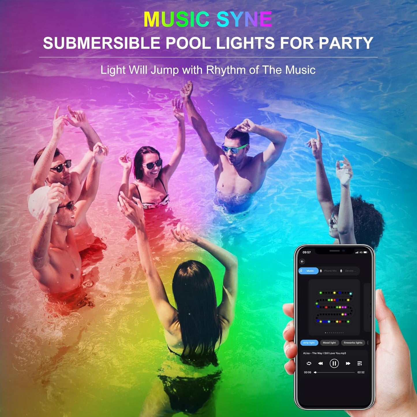 RGB Underwater Pond Lights, Super Bright LED Submersible Fountain Lights Colored Landscape Spotlights, Bluetooth APP Control IP68 Waterproof for Fish Aquarium Tank Yard Garden Pool (Set of 8)