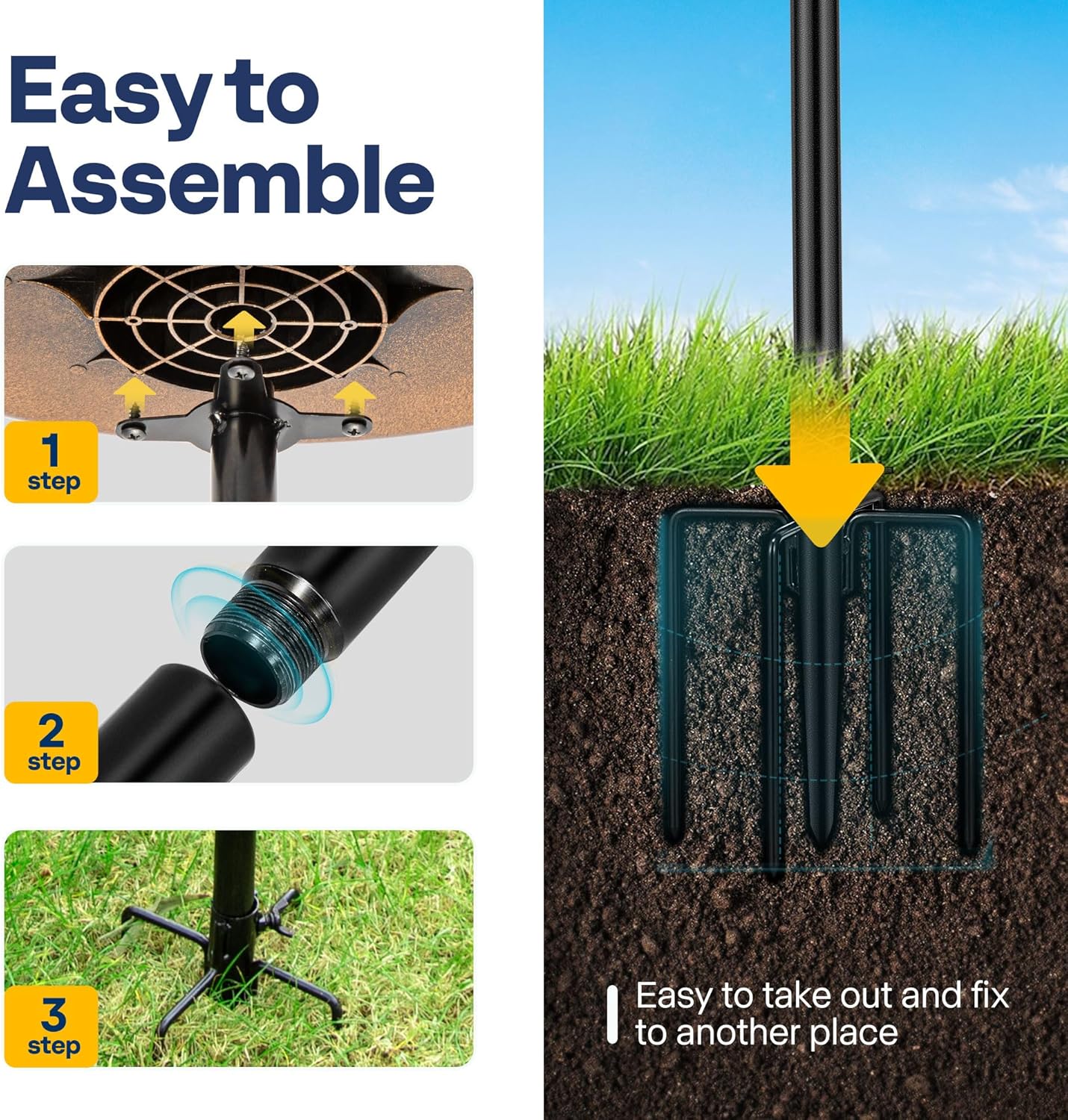 VIVOHOME Oval Polyresin Bird Bath Bowl with Solar Fountain, 29 Inch Height Outdoor Freestanding Birdfeeder with Metal Stake, Capacity 1.3 Gallons, 5-Pronged Base, Copper