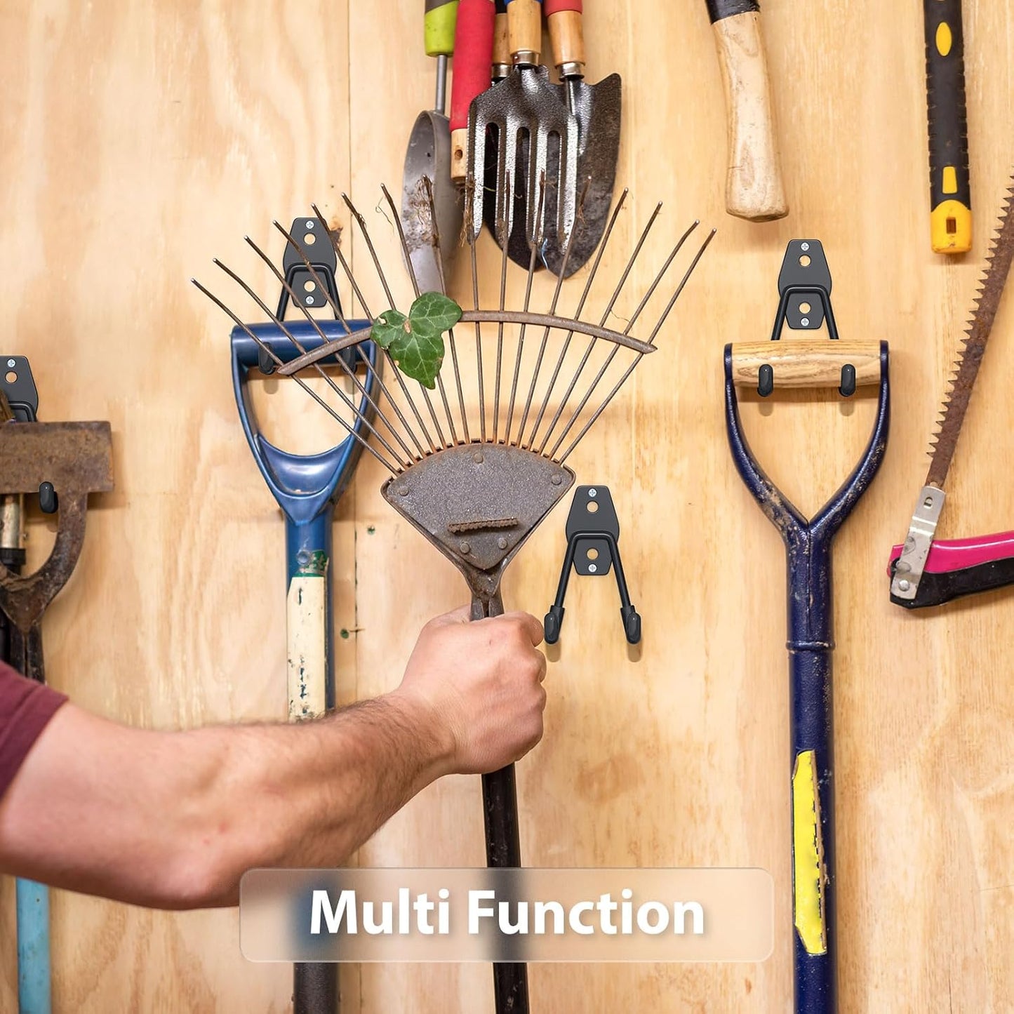 Utility Steel Wall Mount Heavy Duty Garage Hooks with Anti-Slip Coating,Storage More Yard,Garden and Power Tools and for Hanging Hose,Ladder and Bike(8 Pack 4.5x2.75 inch)