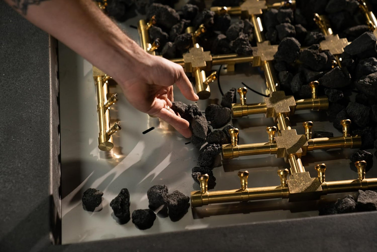 18" Inch Brass Jet Burner for Round & Square Fireplace - Premium Fire Pit Burner for Outdoor (Natural Gas or Propane)