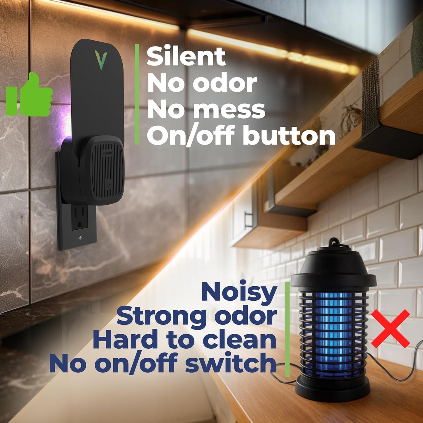 VEYOFLY Fly Trap Indoor, Fruit Fly Traps for Indoor, (1 Device + 3 Refills) Gnat Traps for House, Fly Catcher, Plug in Light Flying Insect Trap, Bug Light Killer, Fly Trap