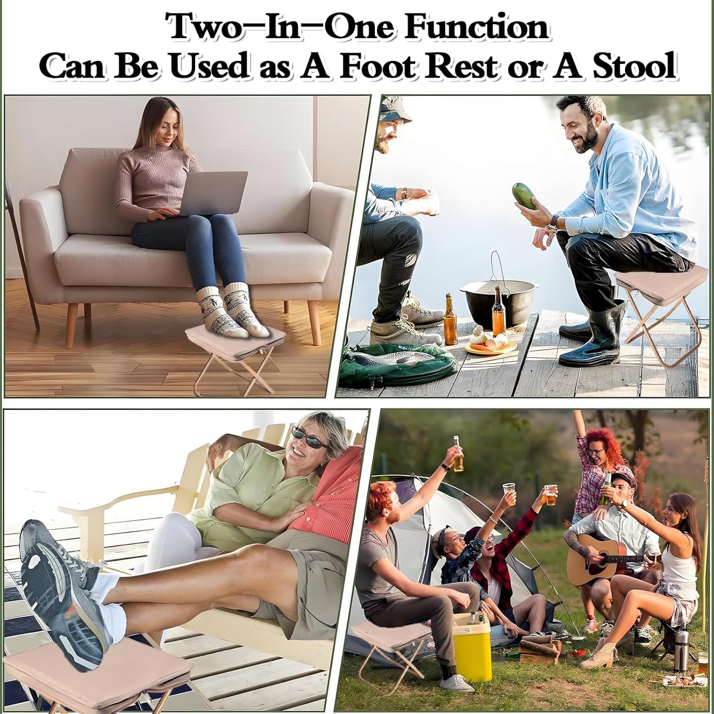 Baiao Camping Stool, Portable Folding Stool with Carry Bag, 13Inch Aluminum Alloy Bracket, 1.5lbs Lightweight, for Travel, Hiking, BBQ, Fishing, Beach(Khaki)