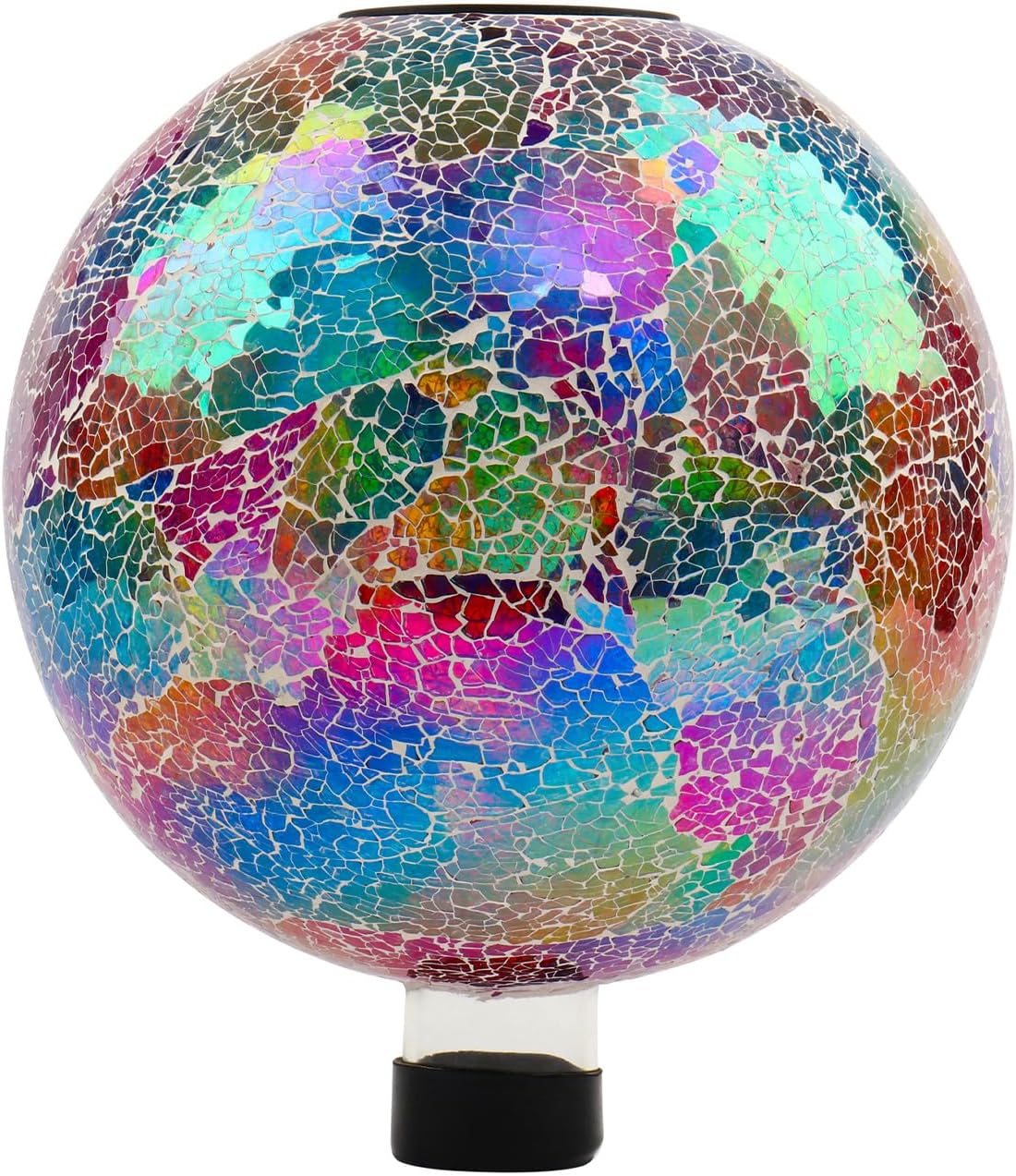 VOREEN Mosaic Solar Glass Gazing Ball, 10 Inch Colorful Gazing Globe, Handmade IP44 Waterproof Garden Decor Outdoor Ornament Sphere for Patio Lawn Yard, Gift for Mom Wife Friend