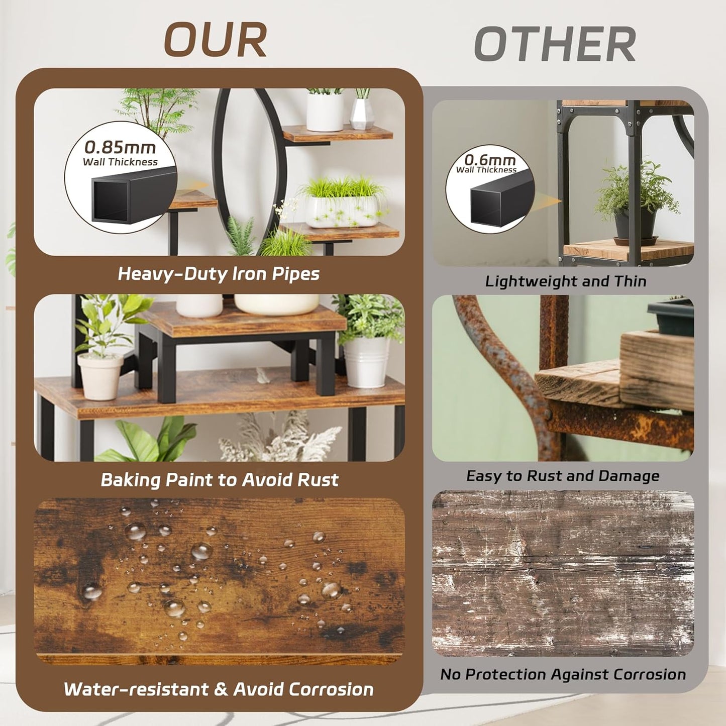 DTK Plant Stand Indoor with Grow Lights,62.5" Tall Plant Light Shelf, 9 Tiered Grow Light Shelf for Indoor Plants, Large S-Shape Corner Plant Shelf, Flower Display Holder for Living Room, Bedroom,Patio Decor