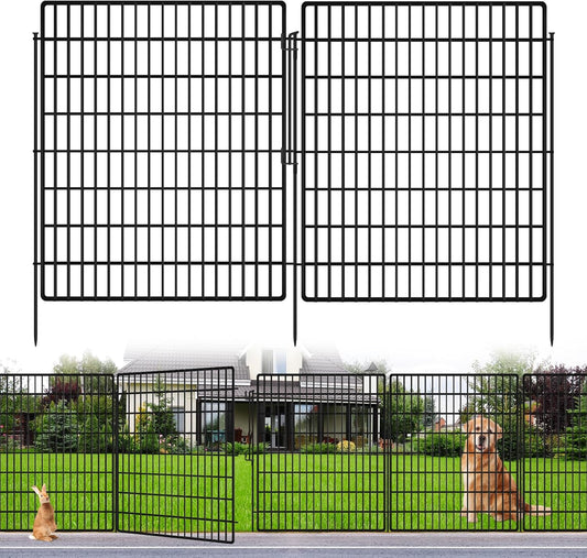 10 Panels Garden Fencing Animal Barrier with Lock, 33 in(H) X 24 ft(L) Dog Fence Outdoor for Yard Rustproof No Dig Decorative Tall Garden Fence Metal Wire Panel Border Rabbit Ground Stakes Fencing