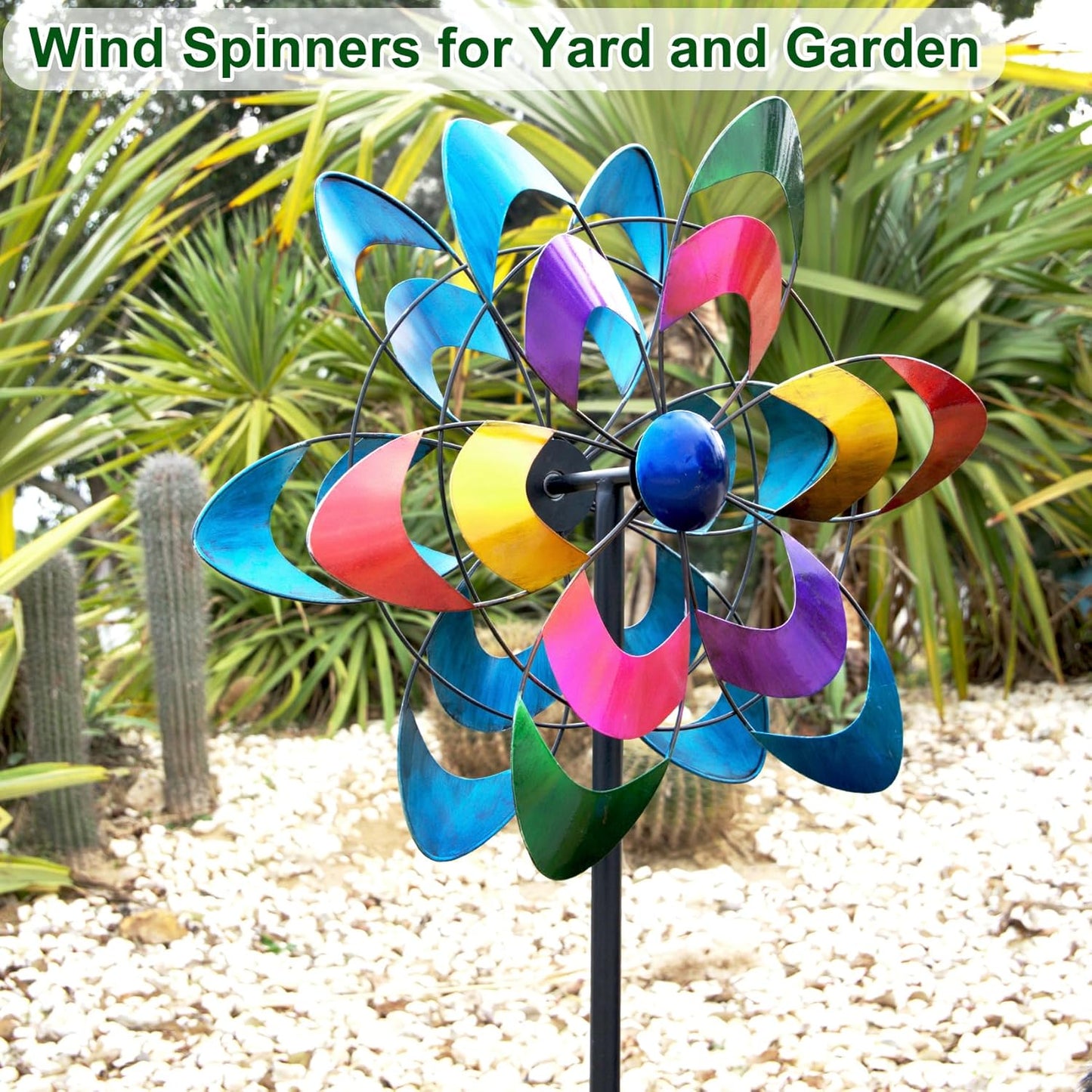 20" Dia Large Wind Spinners, Metal Kinetic Windmill Yard Art, Dual-Sided Colorful Wind Sculptures & Spinners for Outdoor Garden, Lawn Decor, Ideal Gift for Family Friend