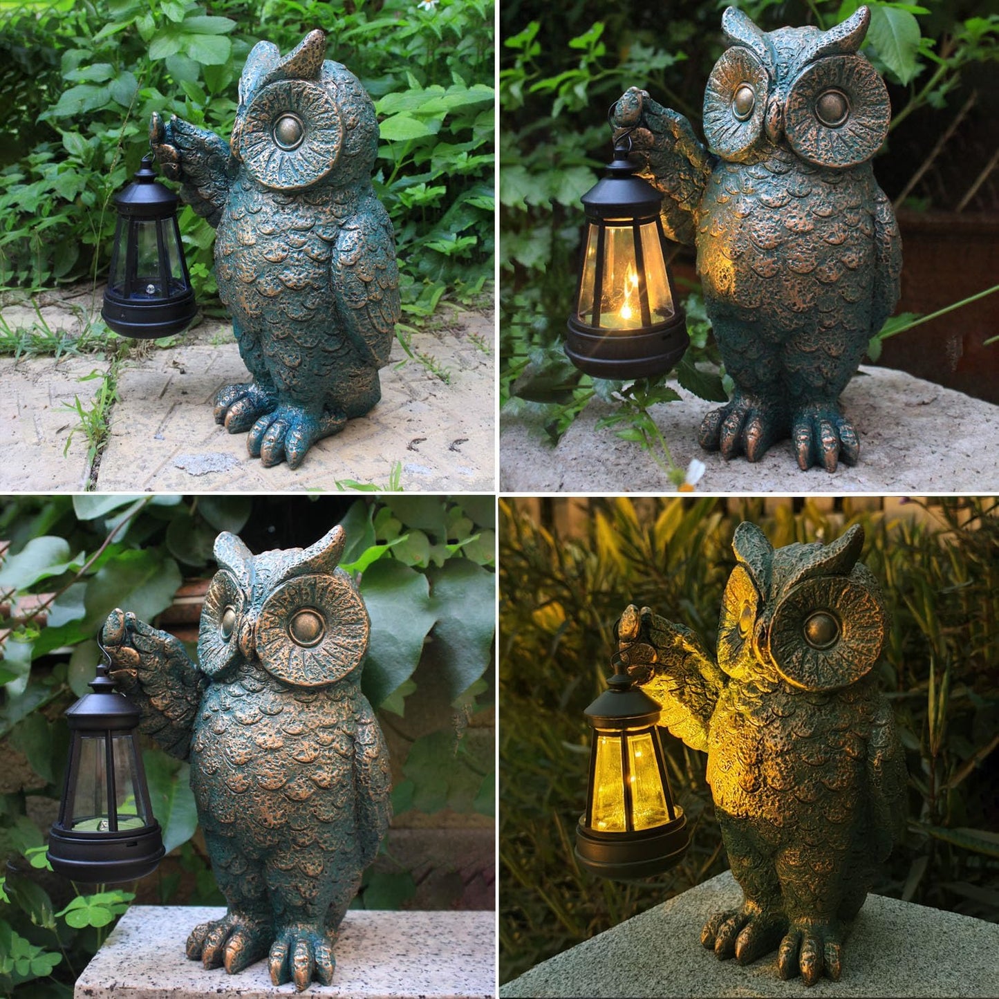 Garden Statues Outdoor, owl Figurines Decorated with Solar Lights, Unique Christmas Birthday Gifts for Moms, Grandmas, Women, Wives, Sisters