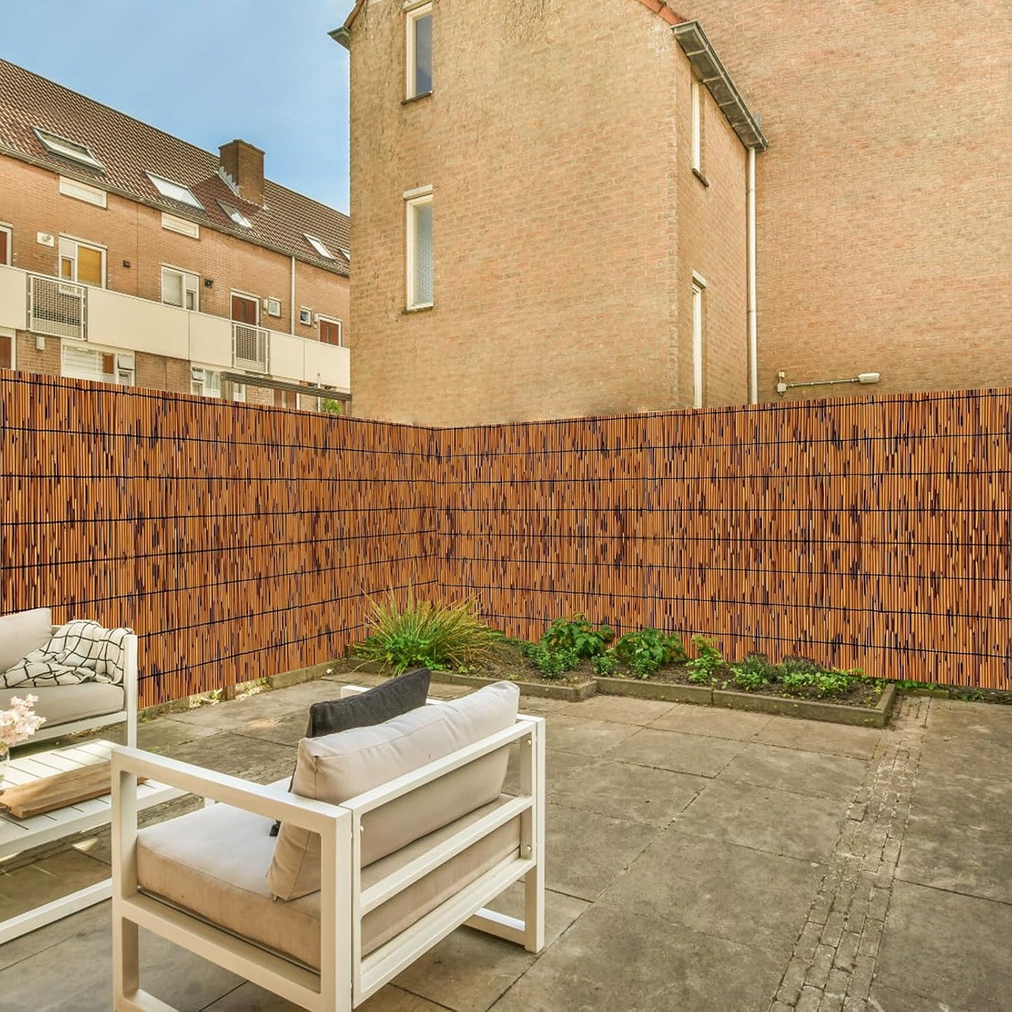 Bamboo Reed Fencing, Light Russet Decorative Bamboo Privacy Fence 5ft High, Reed Curtains for Patio Garden Balcony Outdoor Privacy Screen, 5 x 16 FT