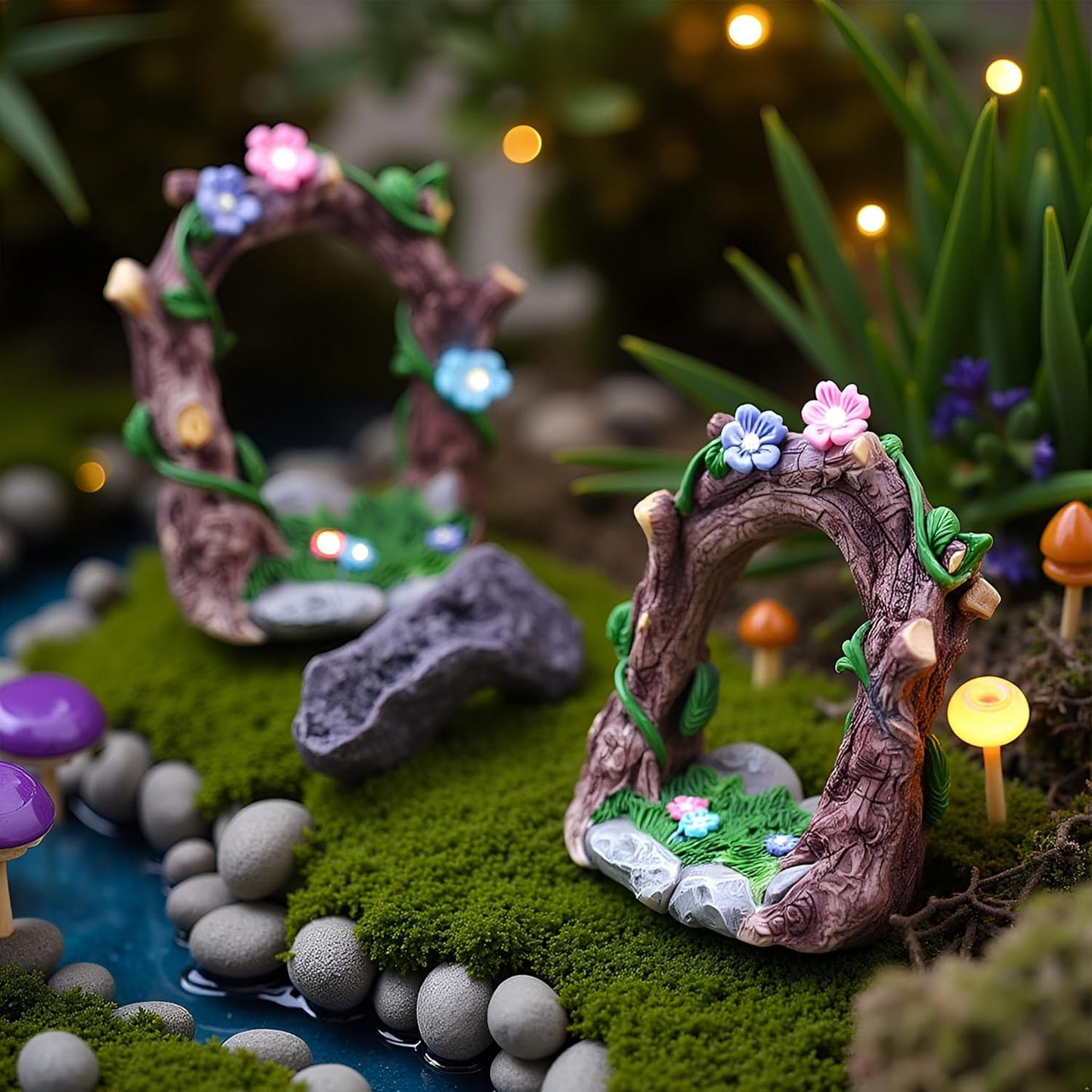 Kai Dream Miniature Fairy Garden Accessories, Resin Craft Flower Arch Figurine, 3.3 * 2 * 3.7 inches, Decorative Landscape, Dollhouse Decor