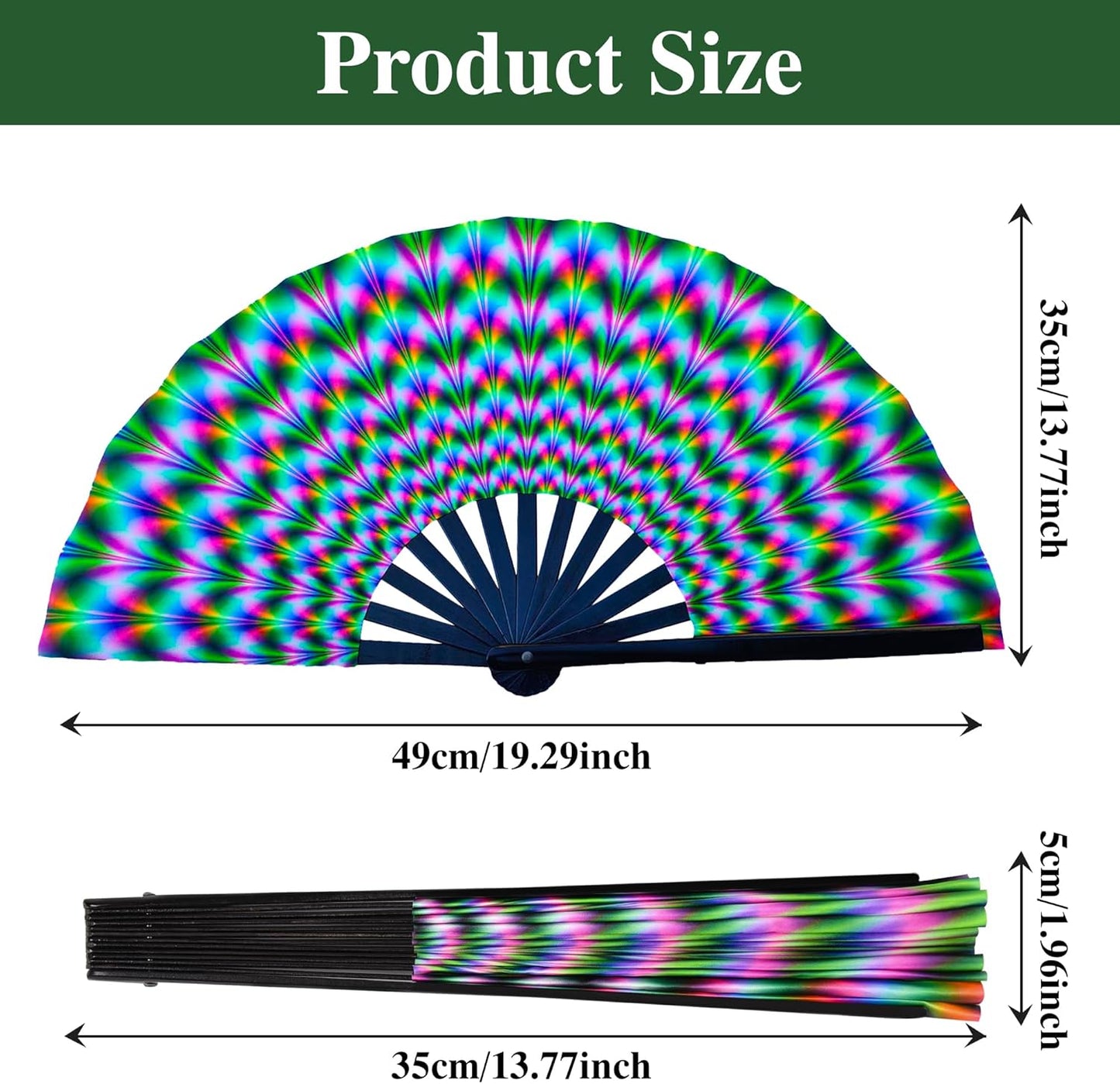 13-Inch Large Popping Fans for Line Dancing, Boots Ground Hand Fan Foldable for Women Dances, Music, Festival, Gift, Rave, Party (Waves)