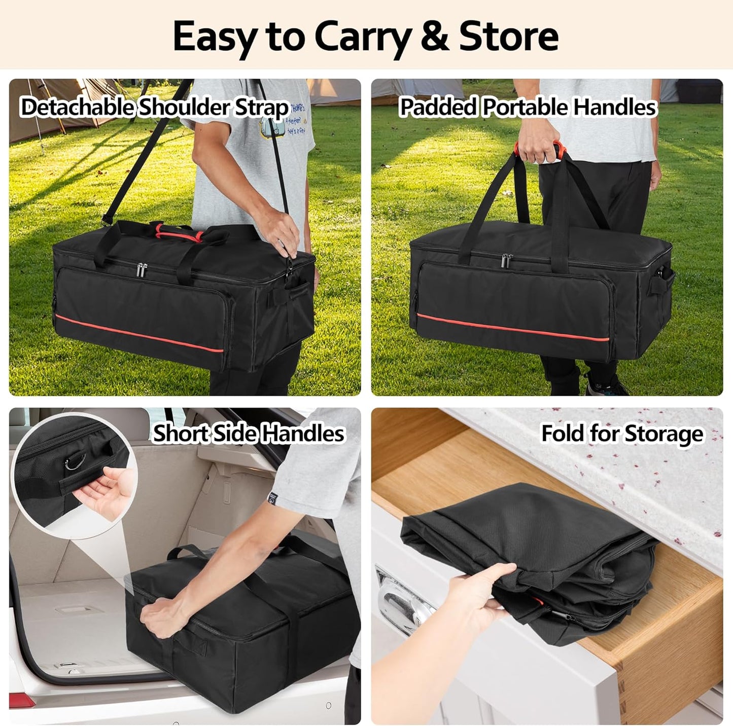 Pizza Oven Carry Bag Compatible with Ooni Koda 12 Gas Pizza Oven, Portable Carrier Cover with Shoulder Strap, Outdoor Carrying Case with Multi Pockets for Accessories, Bag Only
