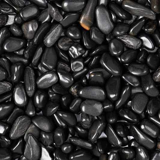 5lbs Black Natural River Rocks, High-Polished Pebbles for Plants Garden, 0.3-0.8 inch Decorative Stones, Ideal for Fish Tank, Vases, Home Decor and Garden Landscaping,Black