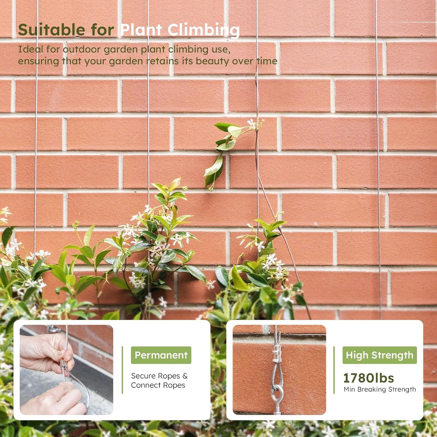 1/8 Inch Stainless Steel Cable Kit 100FT, 7 x 7 Strand Wire Rope with Aluminium Sleeves & Thimbles for Deck Railing, String Light Hanging, Shade Sail, Garden and DIY Projects