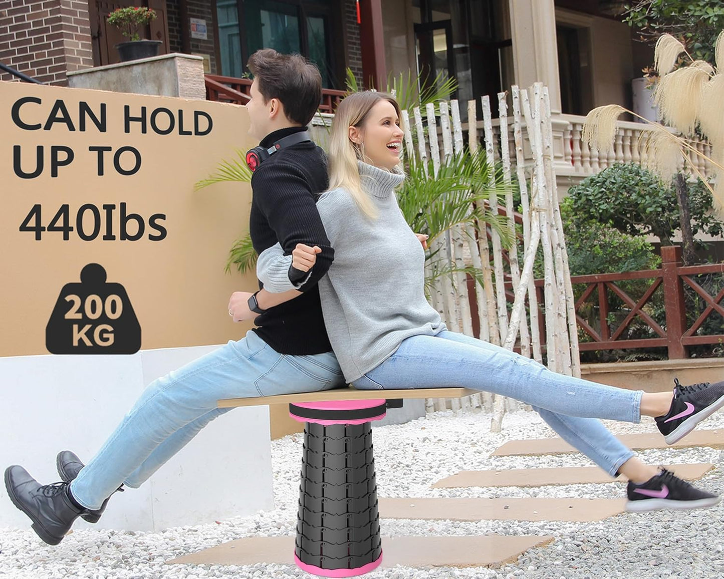 ALEVMOOM Upgraded Folding Stool with Cushion,Portable Collapsible Retractable Stool,Outdoor Chair,Yet More Sturdy Load Capacity 440lbs for Camping Garden Fishing Hiking BBQ with Carry Bag