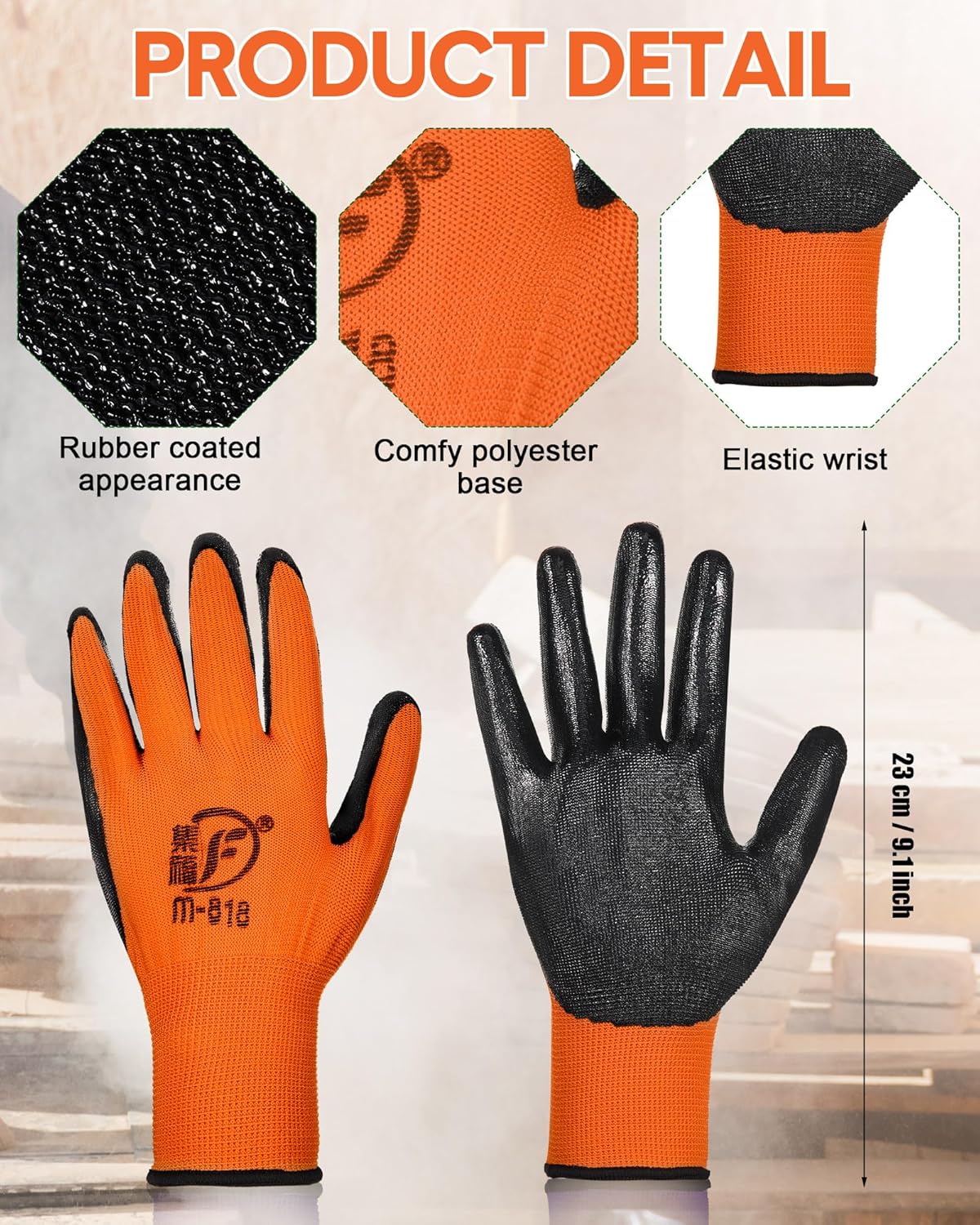 Nuogo 24 Pairs Gardening Gloves for Men Women Rubber Coated Landscaping Work Gloves Safety Work Construction