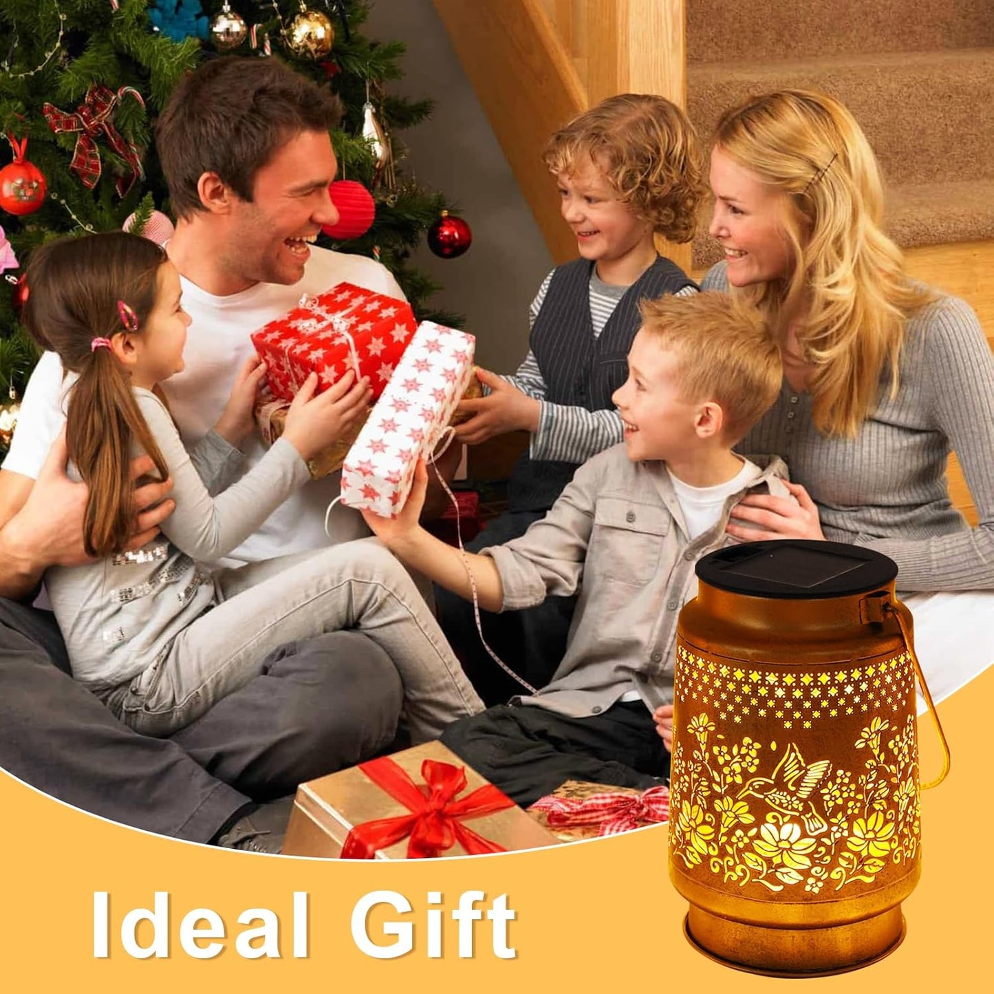 Solar Lanterns Outdoor Hummingbird Garden Decor, Birthday Gifts for Women Mom Grandma Metal Hanging Solar Lights Waterproof with Shepherd Hook LED Decoration Outside for Patio Garden Yard Porch Lawn