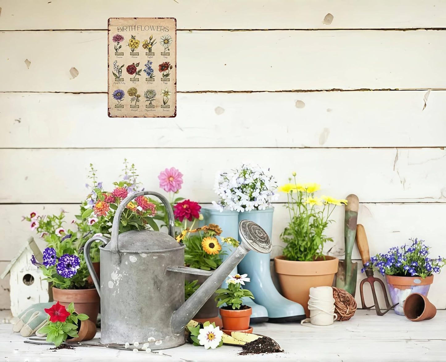 Bestylez Garden Gifts Vintage Gardening Signs Mom Grandma Birth Month Flower Tin Sign for Home Garden Greenhouse Living Room Bedroom Yard Cottage Outdoor Decor 8X12 Inch (3355)