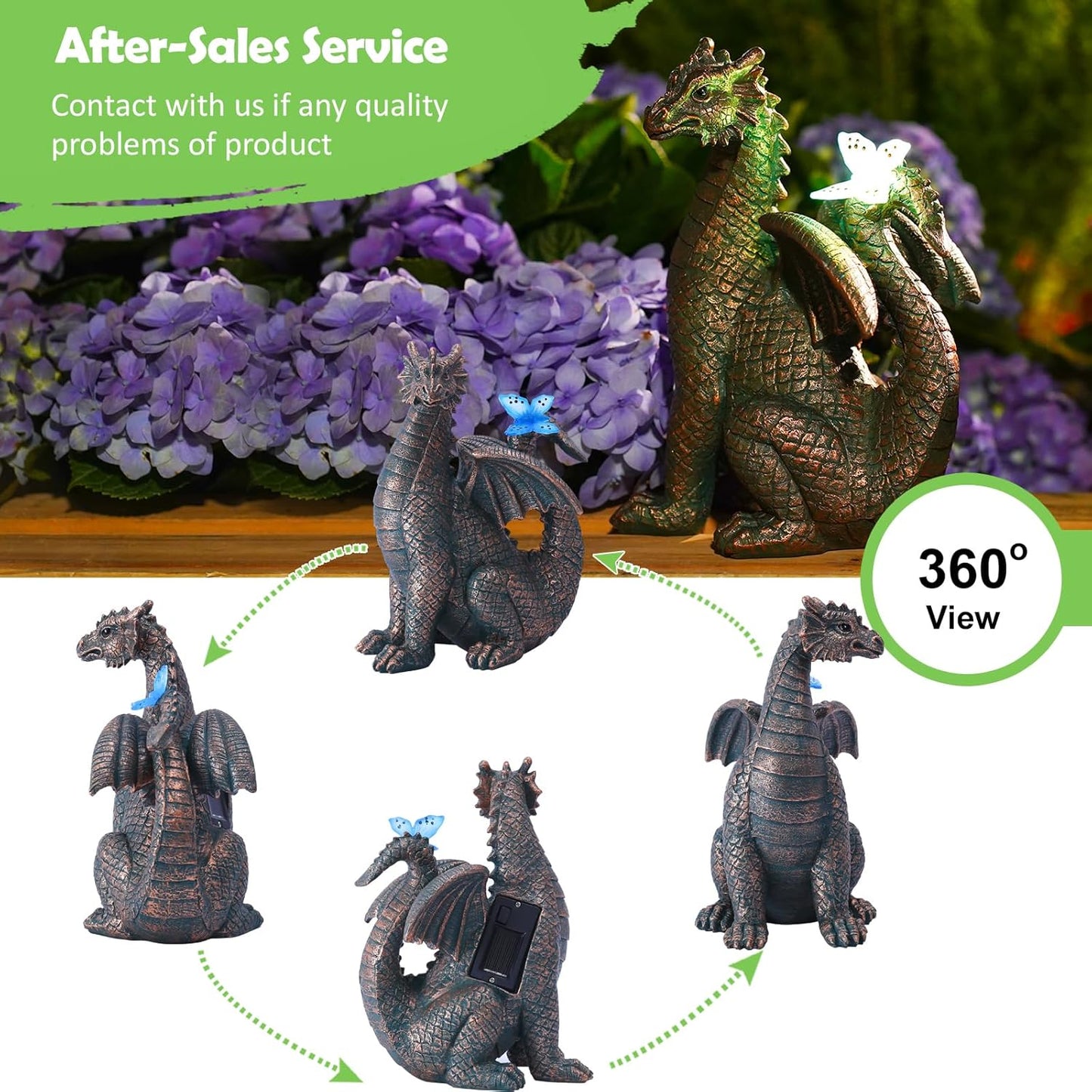 Nacome Dragon Outdoor Statues for Garden: Outside Decor with Butterfly Clearance for Yard Art Lawn Ornaments Porch Patio Balcony Home House - Birthday Gifts for Grandma Mom Women