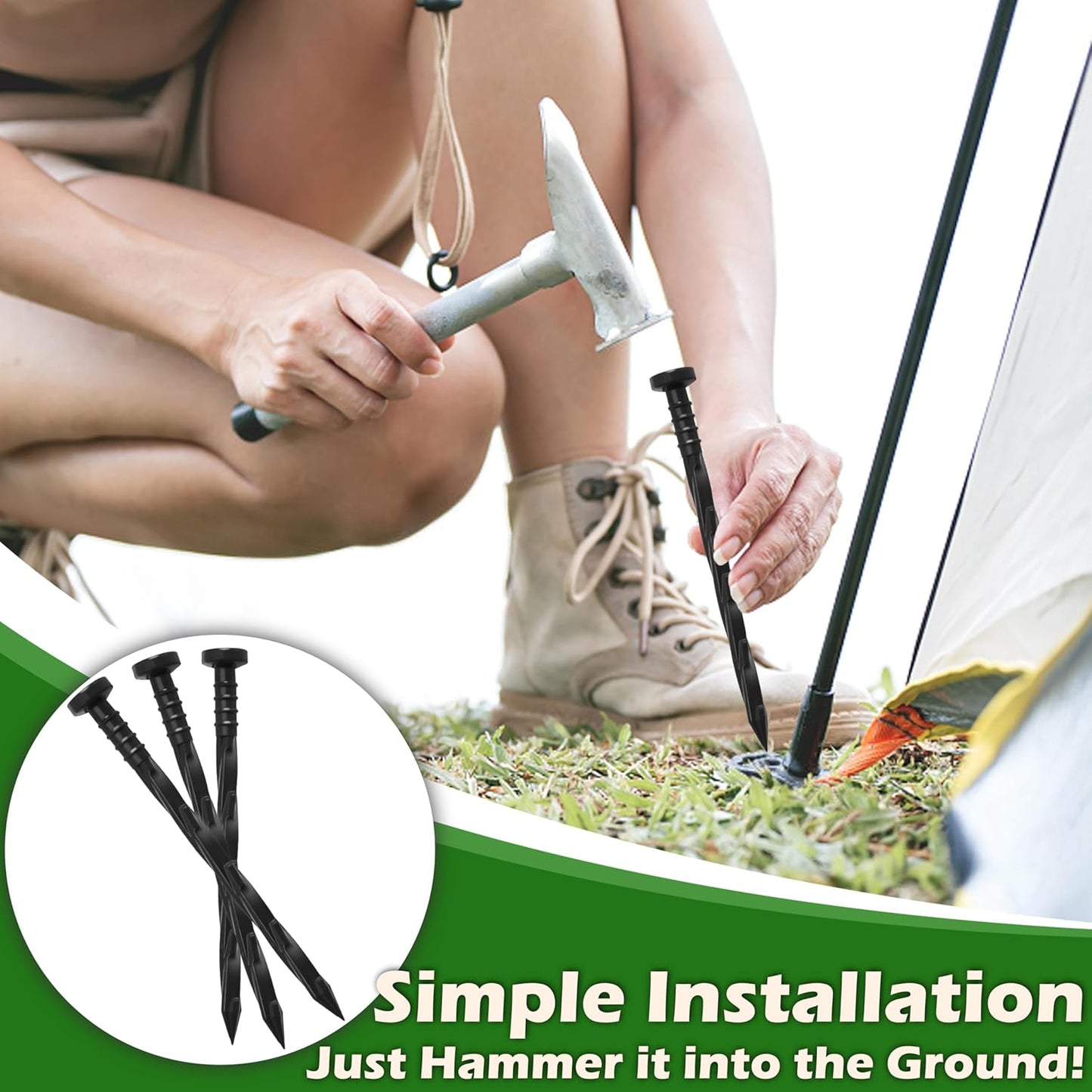 Gardzen 100 pcs Landscape Edging Anchoring Spikes, 6 inches Yard Lawn Paver Edging Stakes for Weed Barrier, Garden Fence, Artificial Turf