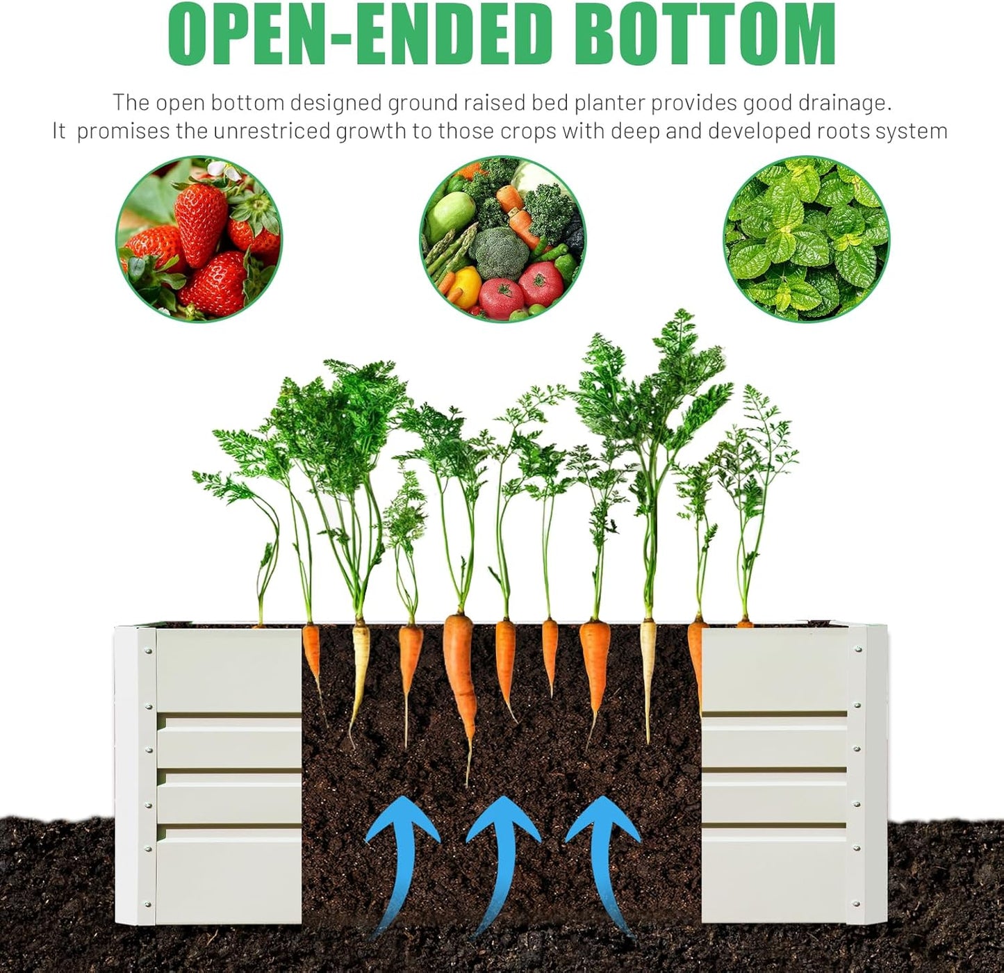 SnugNiture 4x2x2FT Raised Garden Bed Galvanized Planter Garden Boxes Outdoor, Deep Root Planter Raised Bed for Vegetables Flowers Herbs,Beige White