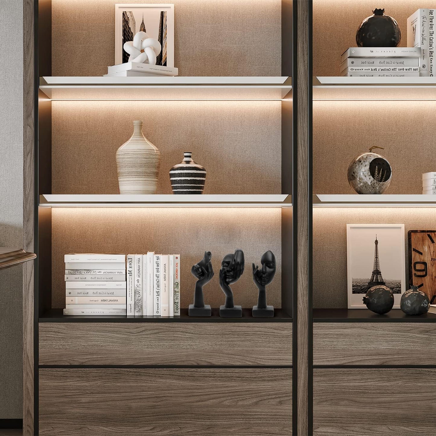 3 Pcs Thinker Statue,Modern Home Resin Sculptures,Collectible Figurines for Home Office Bookshelf Desktop Decor(Black)