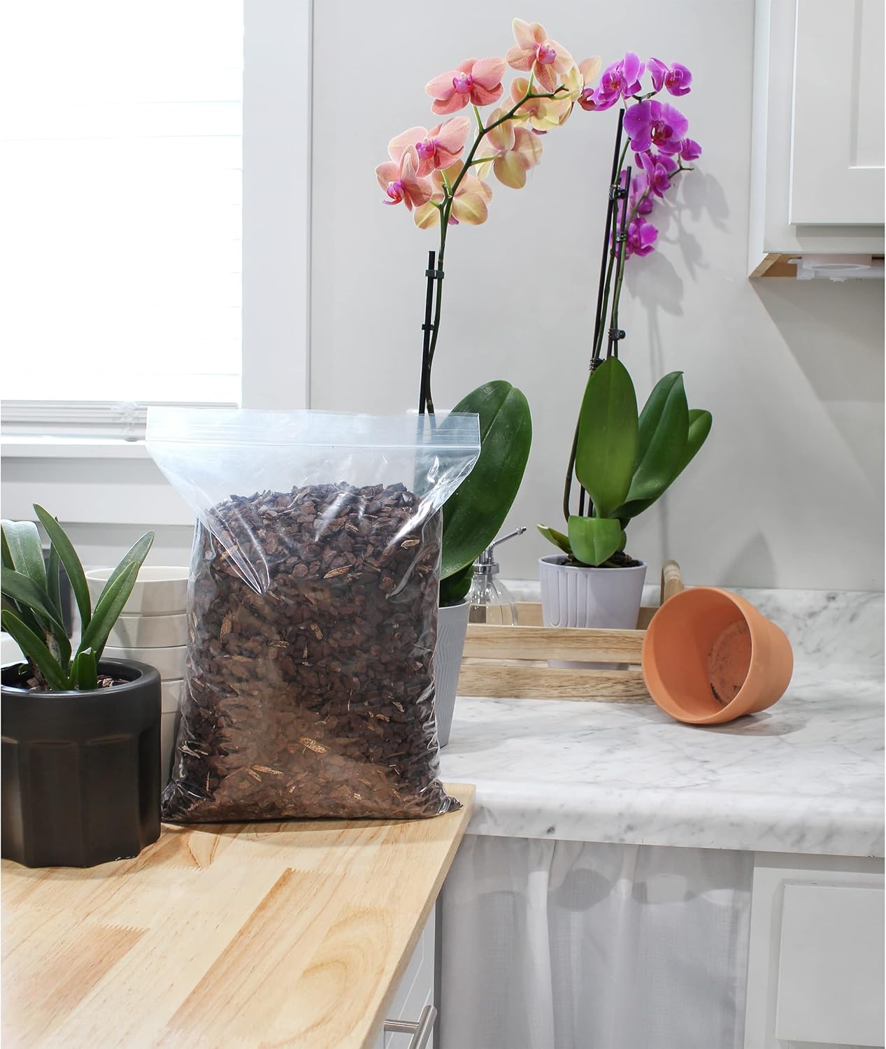 100% Organic Material All Natural Orchid Bark (4 Quarts), USA Sourced and Produced Orchid Bark Potting Mix, Orchid Potting Bark Bulk