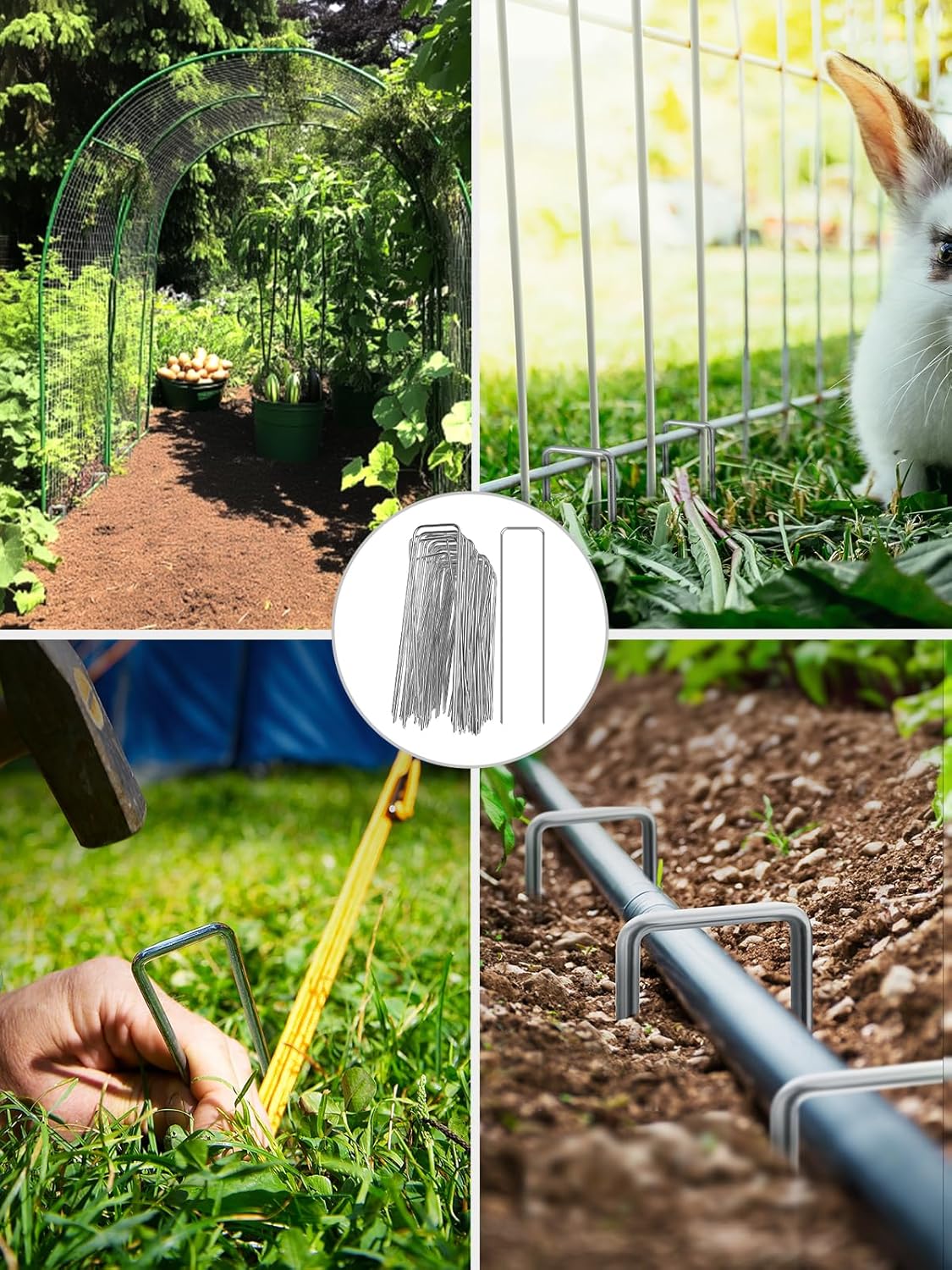 GROWNEER Landscape Staples Anti-Rust, 6 inch 500pcs Galvanized Garden Staples, Tent Stakes SOD Pins Yard Stakes for Securing Weed Fabric Barrier, Ground Cover, Artificial Turf, Dog Fence