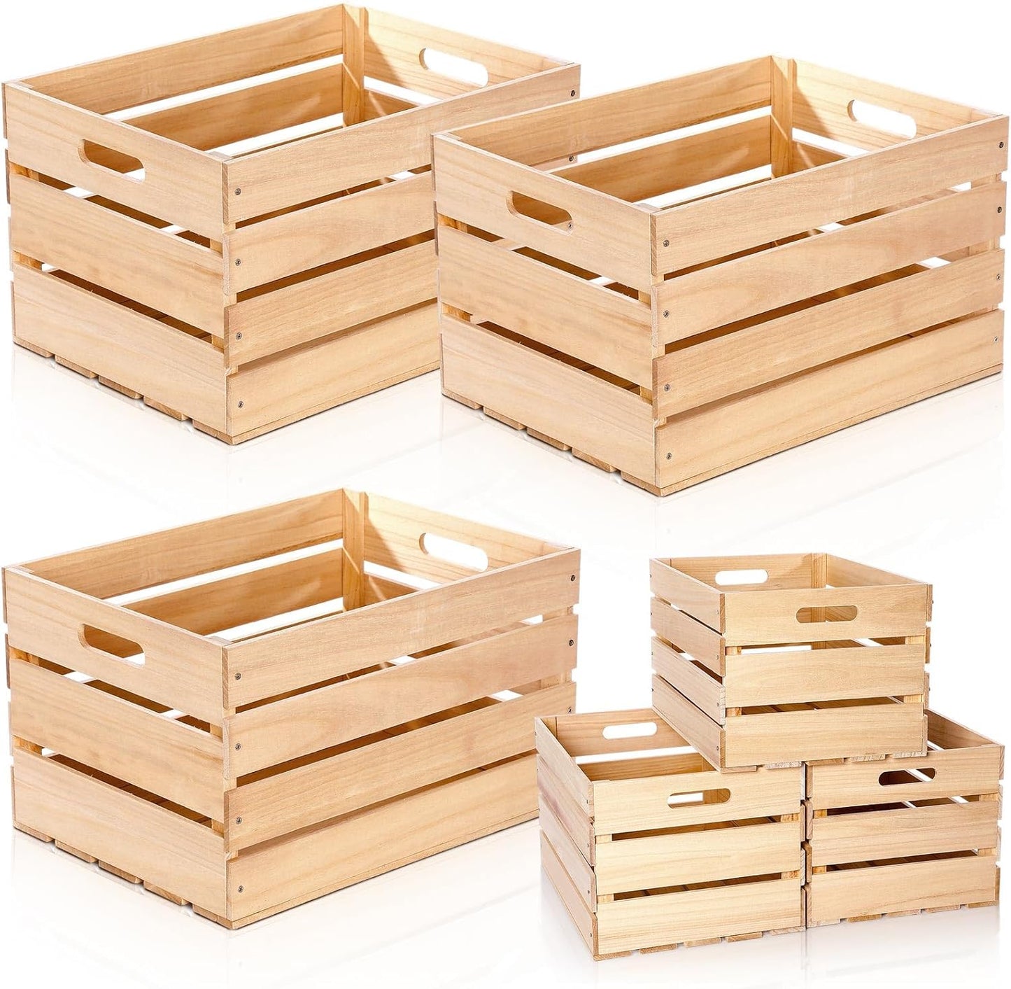 Weysat 3 Pack Large Wood Crates Box for Storage Unassembled 20 x 14 x 11'' Wooden Milk Crates with Handles Decorative Nesting Box for Display Unfinished Rustic Decor DIY Office Home Retail Art Craft