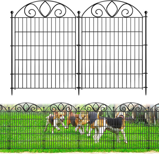5 Panels No Dig Tall Garden Fence Panel – 34" H X 11' L Rustproof Metal Dog Fence Outdoor for Yard, Decorative Animal Barrier Fence for Pet, Garden Border, Patio, Flower Beds| Temporary Fencing